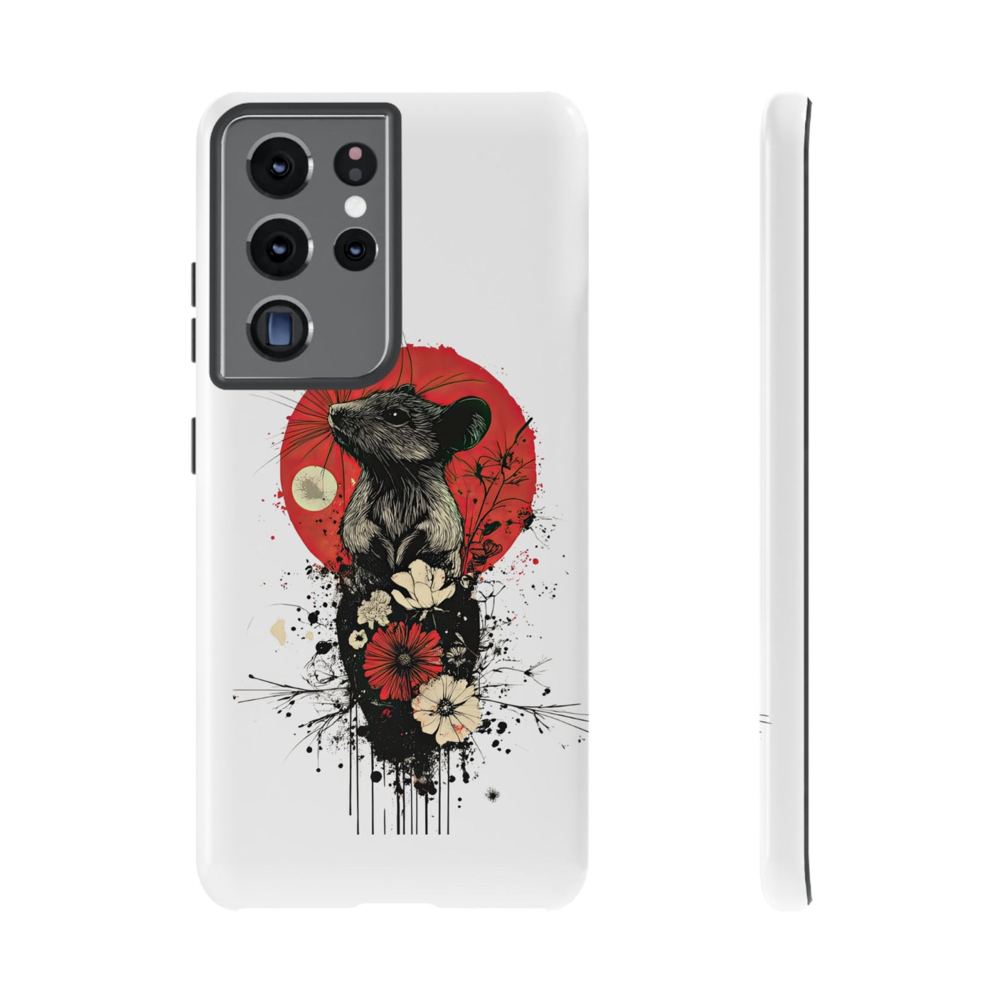Protective Phone Case – Mouse & Floral Design