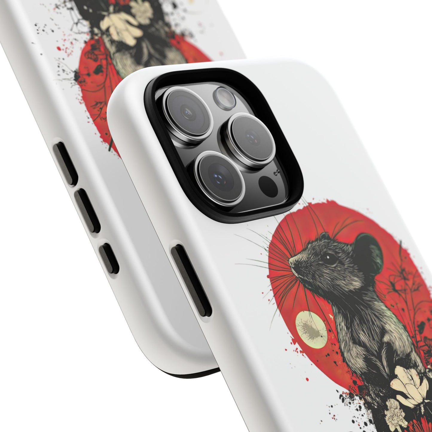 Protective Phone Case – Mouse & Floral Design