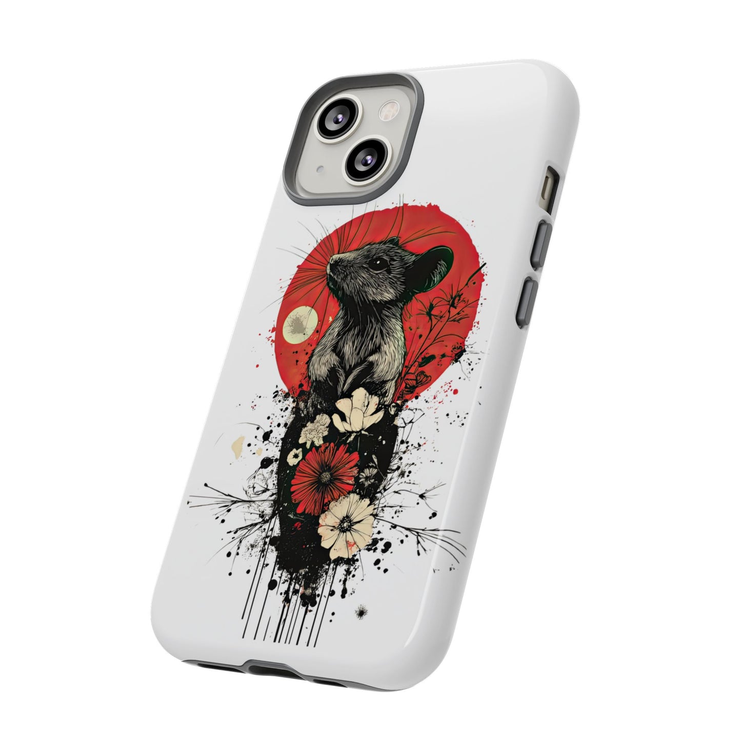 Protective Phone Case – Mouse & Floral Design