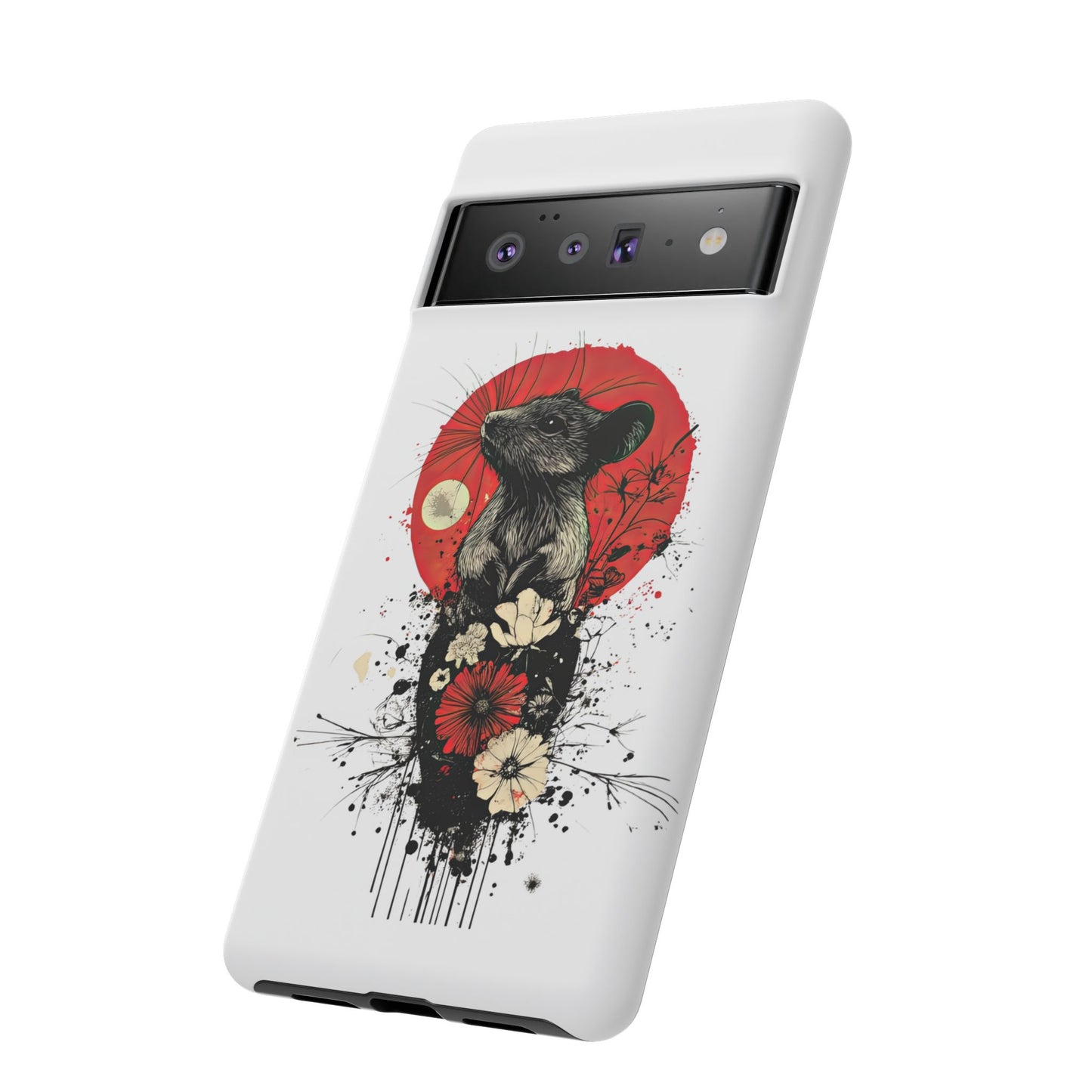 Protective Phone Case – Mouse & Floral Design