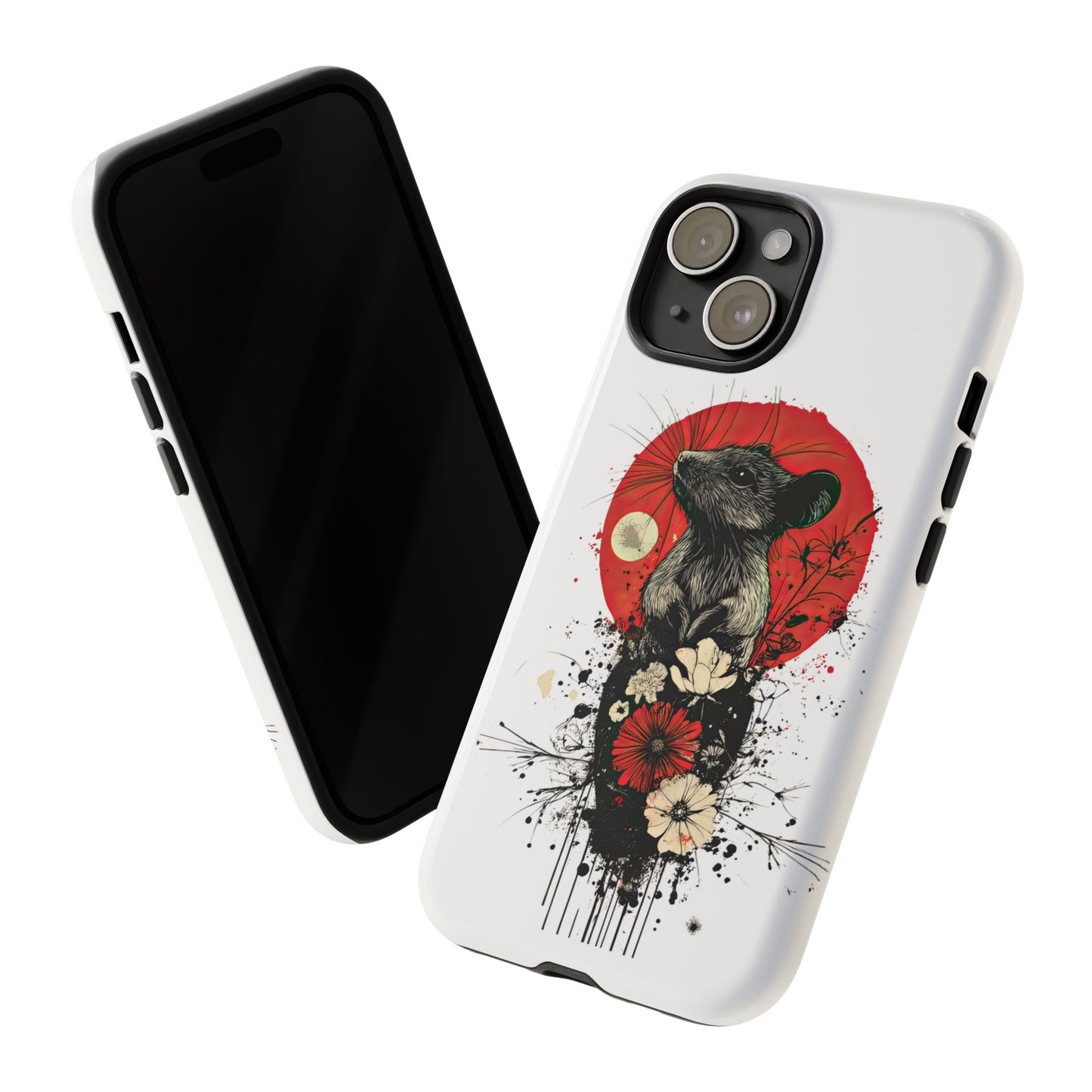Protective Phone Case – Mouse & Floral Design