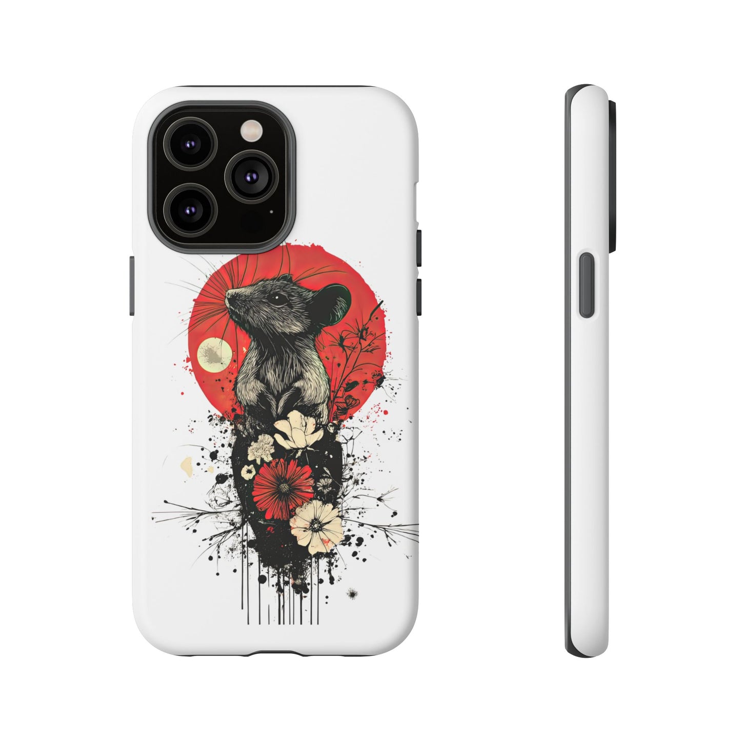 Protective Phone Case – Mouse & Floral Design