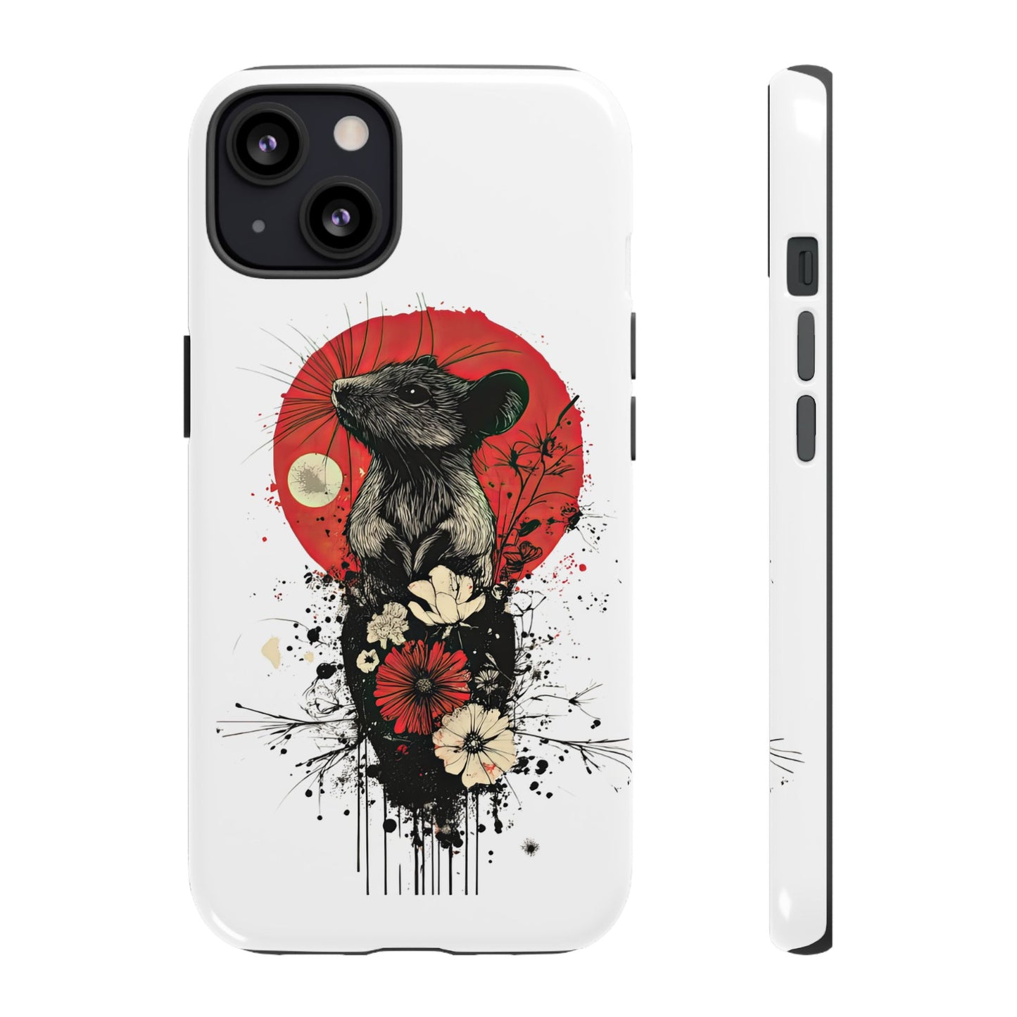 Protective Phone Case – Mouse & Floral Design