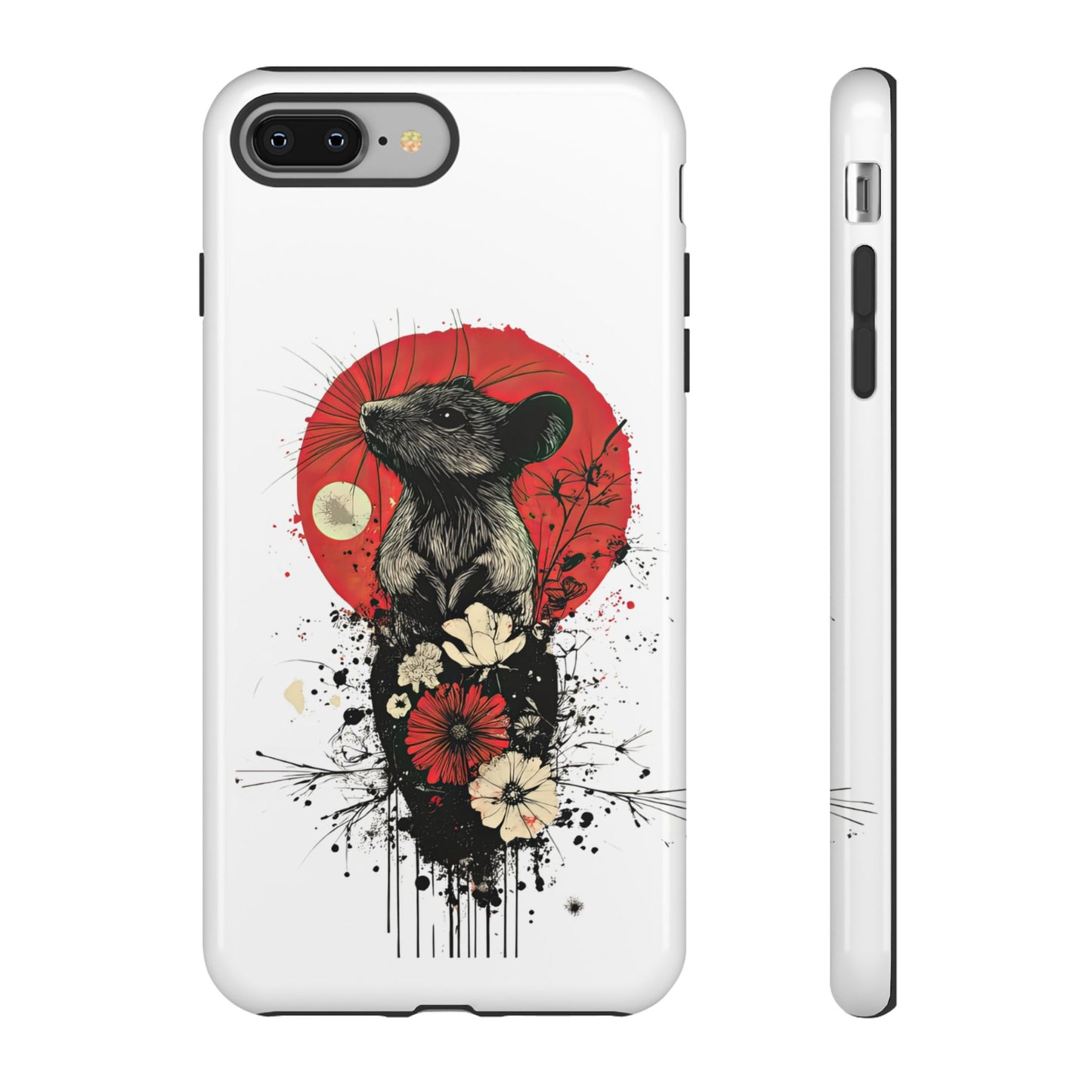 Protective Phone Case – Mouse & Floral Design