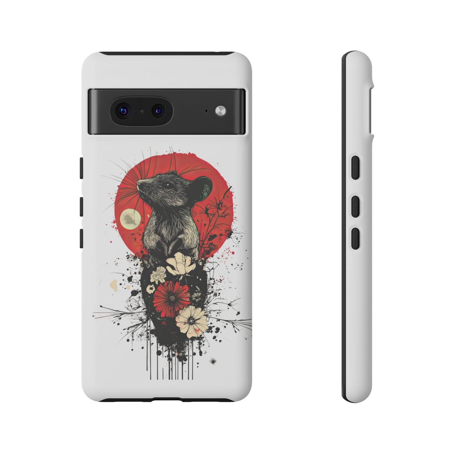 Protective Phone Case – Mouse & Floral Design