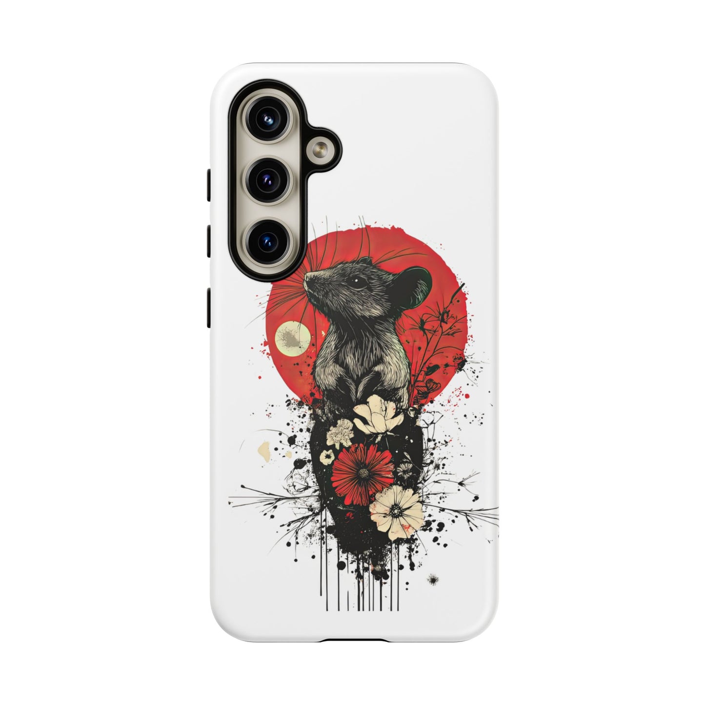 Protective Phone Case – Mouse & Floral Design