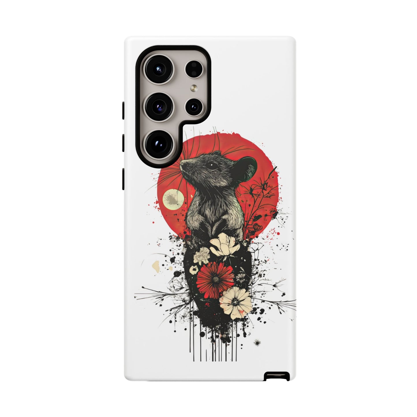 Protective Phone Case – Mouse & Floral Design