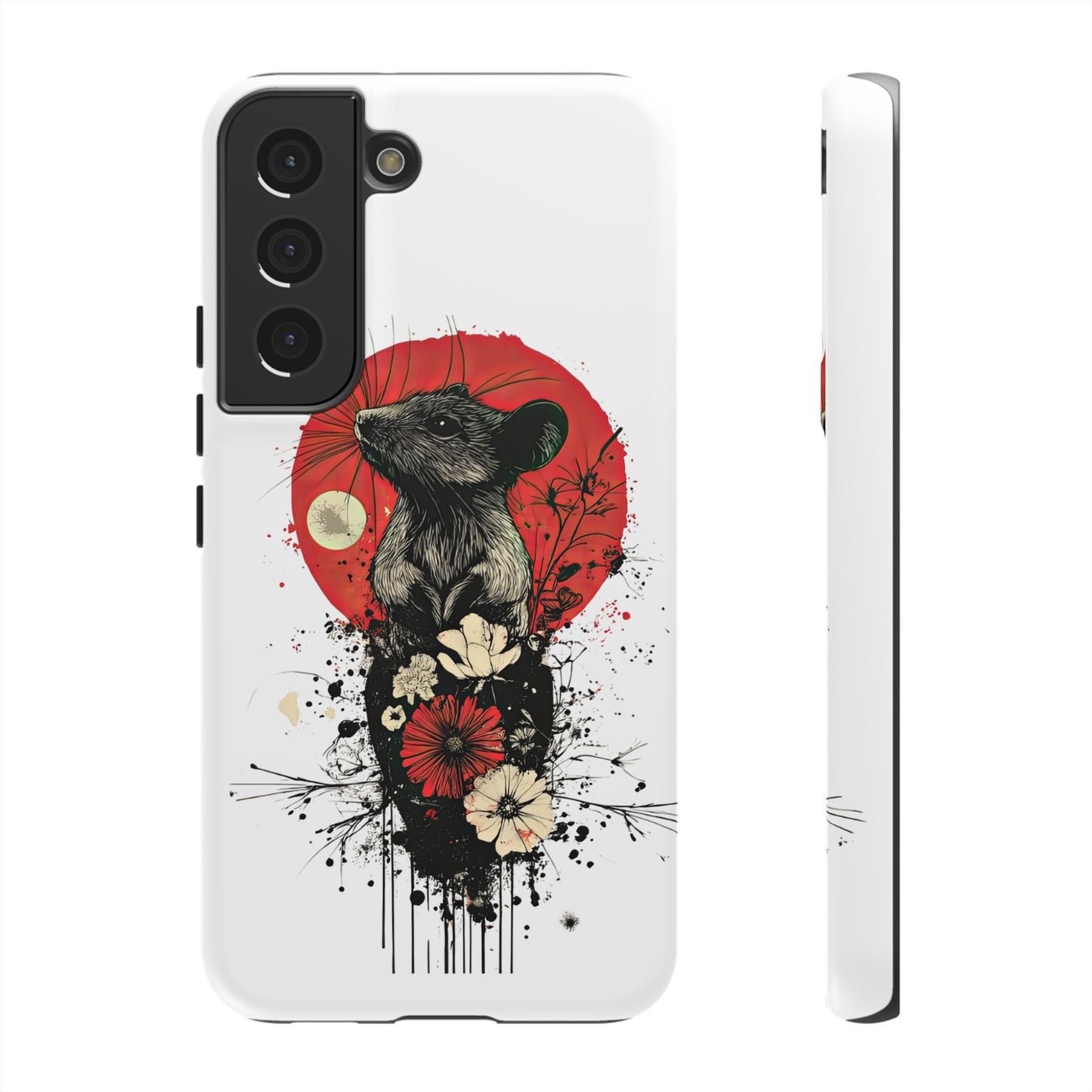 Protective Phone Case – Mouse & Floral Design