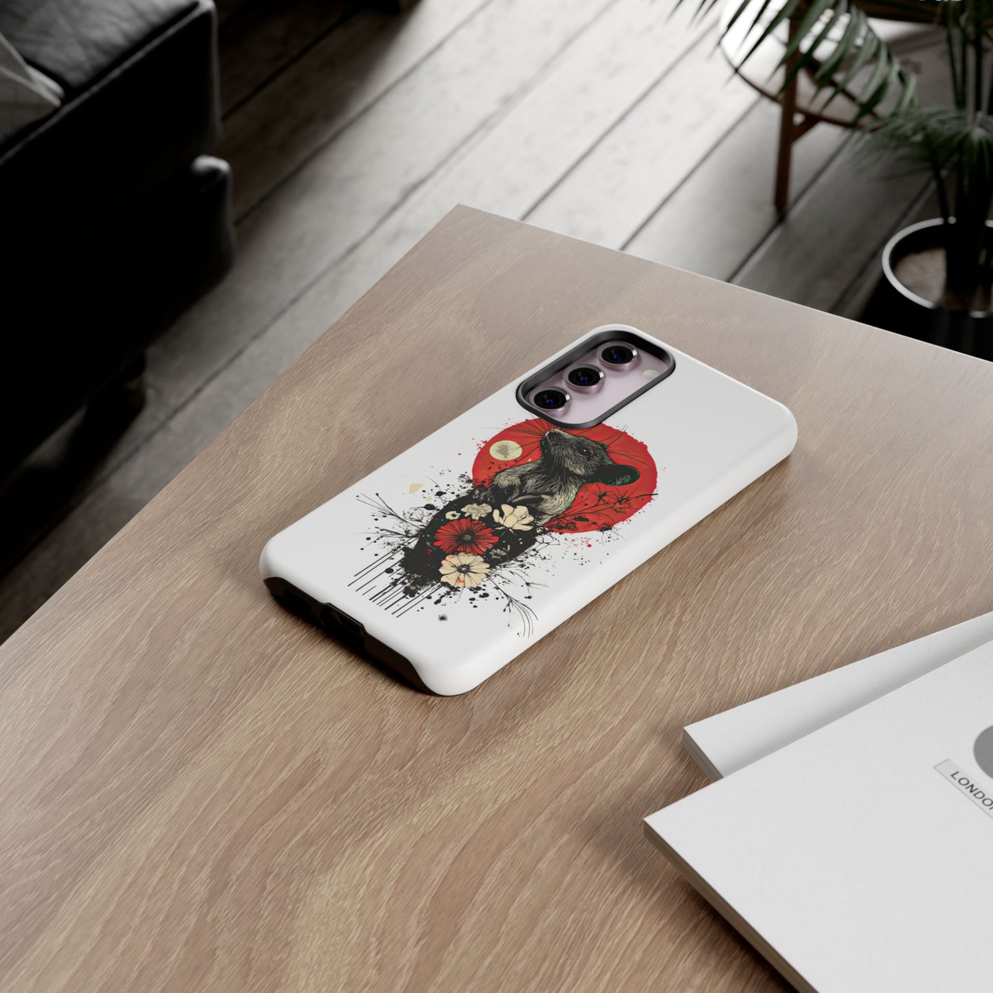 Protective Phone Case – Mouse & Floral Design