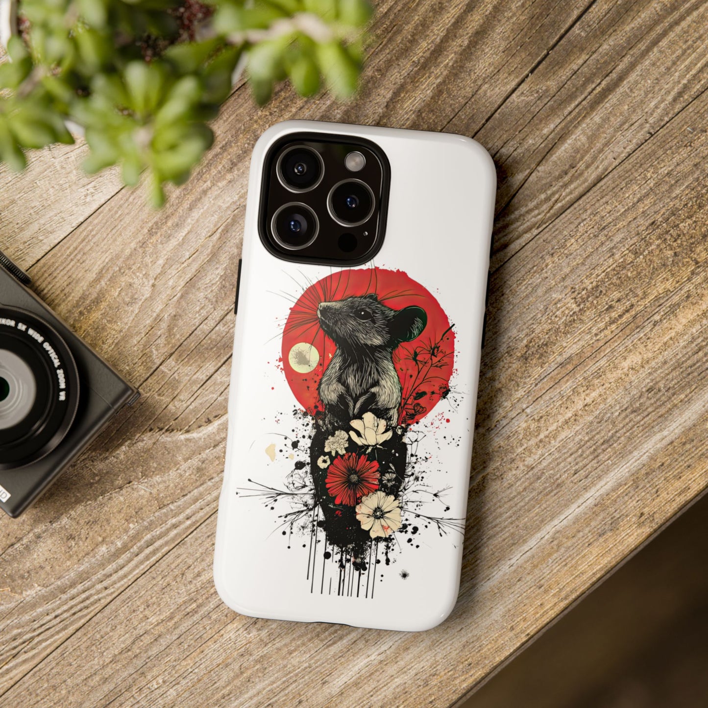 Protective Phone Case – Mouse & Floral Design