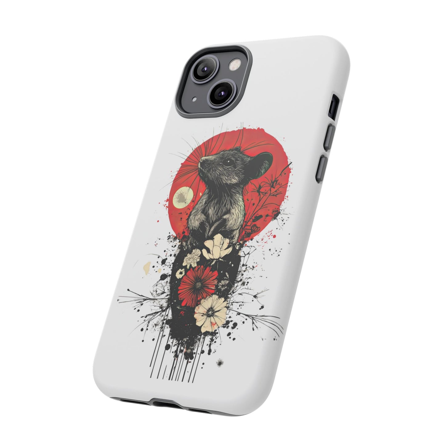 Protective Phone Case – Mouse & Floral Design