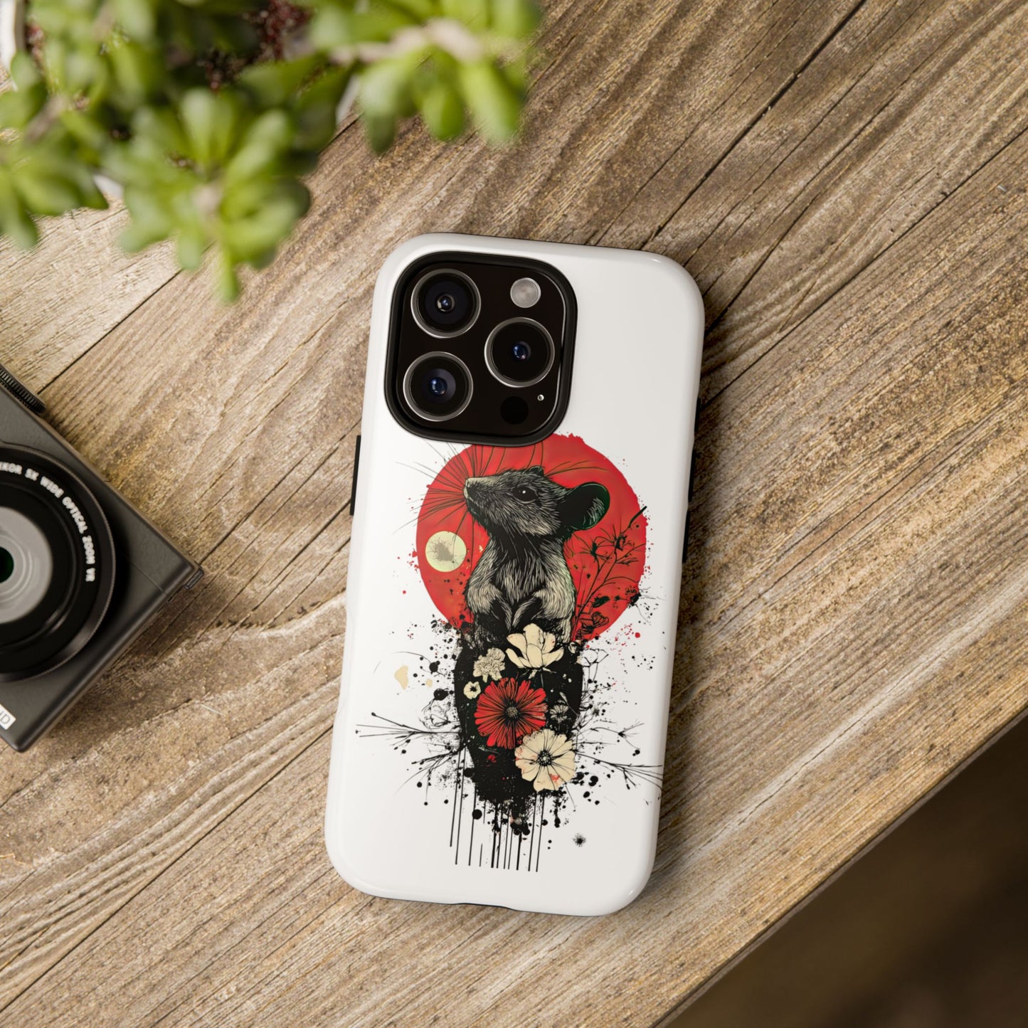 Protective Phone Case – Mouse & Floral Design