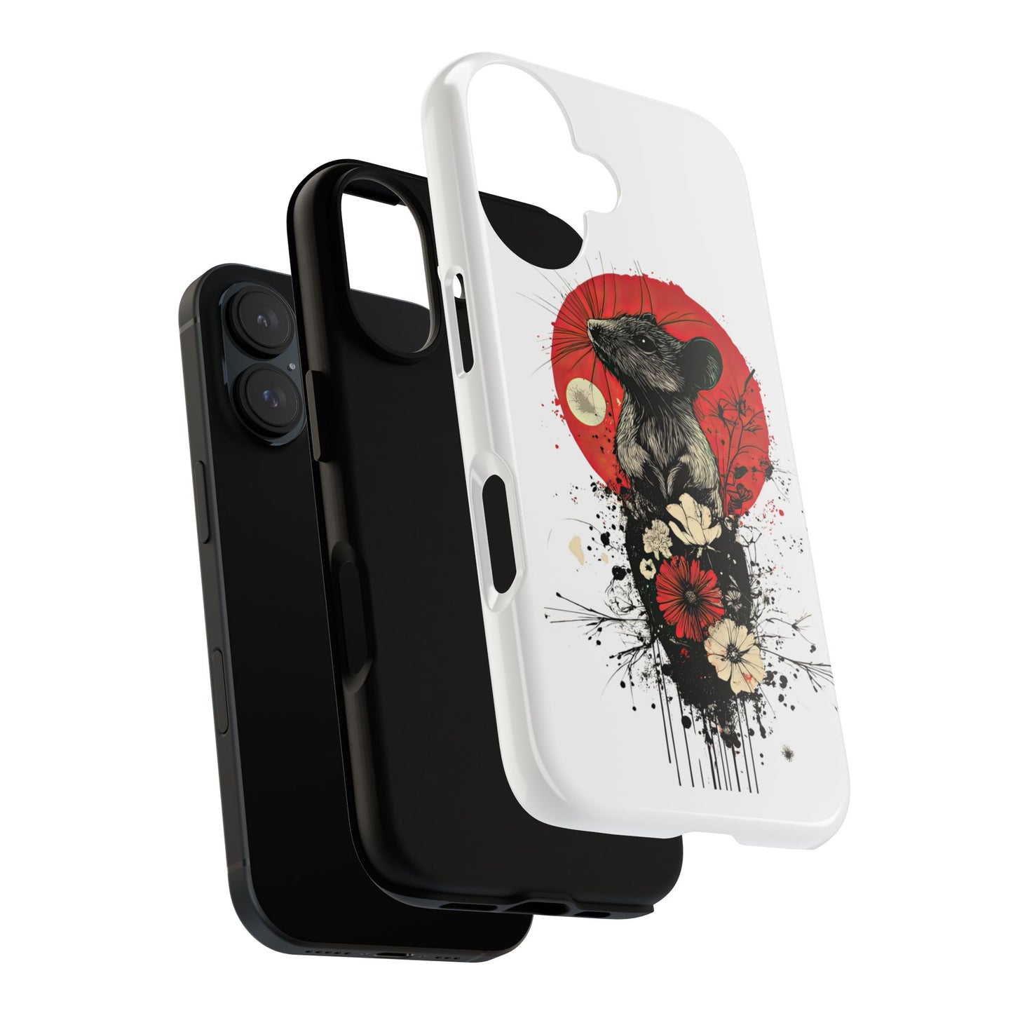 Protective Phone Case – Mouse & Floral Design