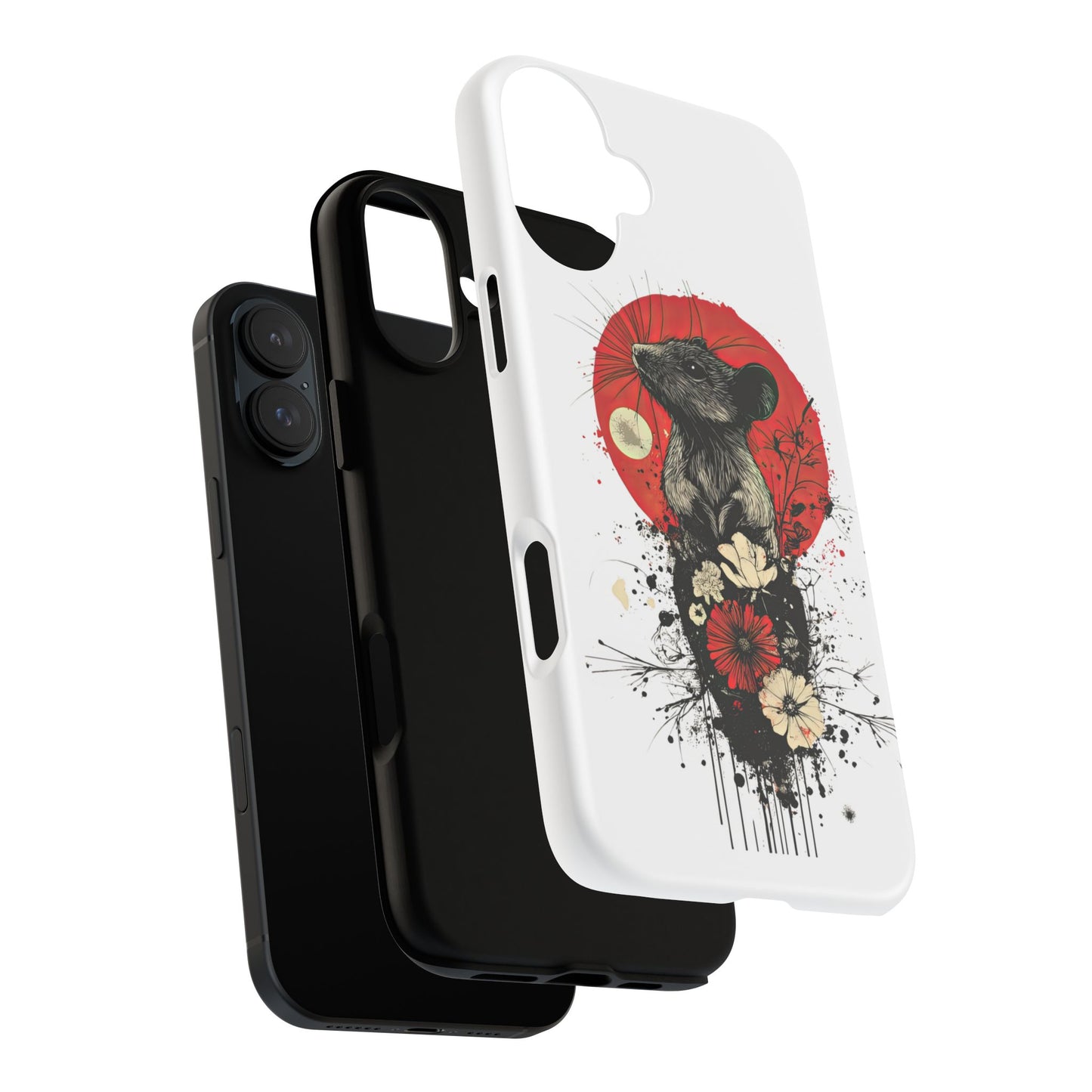 Protective Phone Case – Mouse & Floral Design