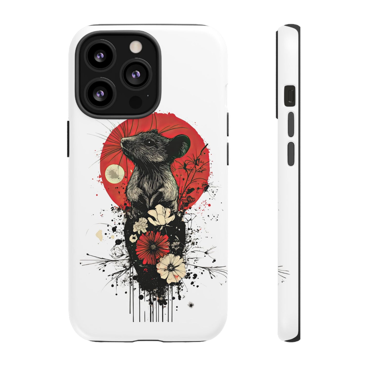 Protective Phone Case – Mouse & Floral Design