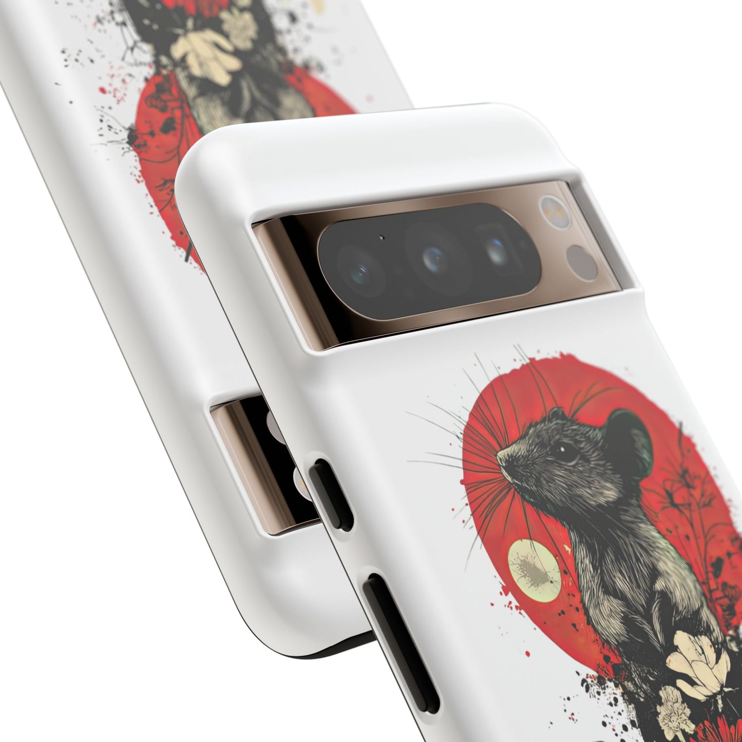 Protective Phone Case – Mouse & Floral Design