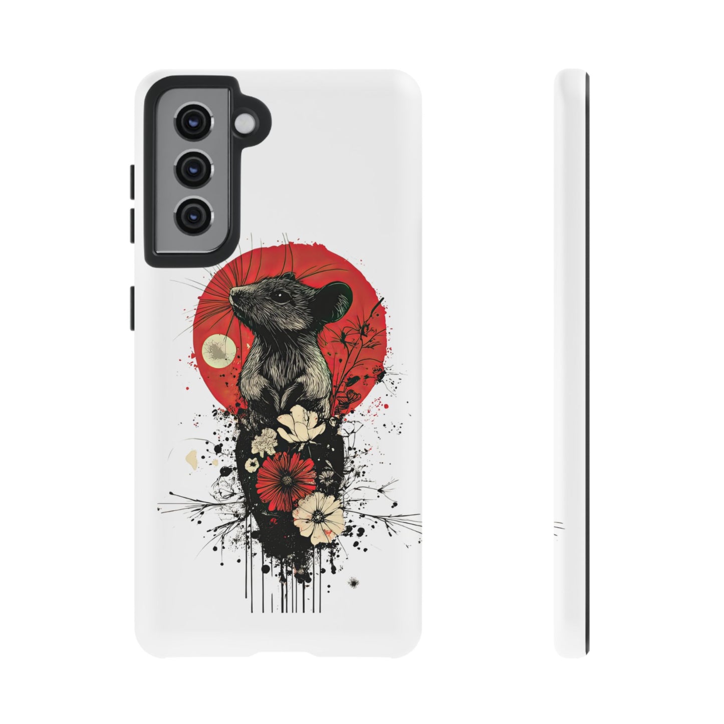 Protective Phone Case – Mouse & Floral Design