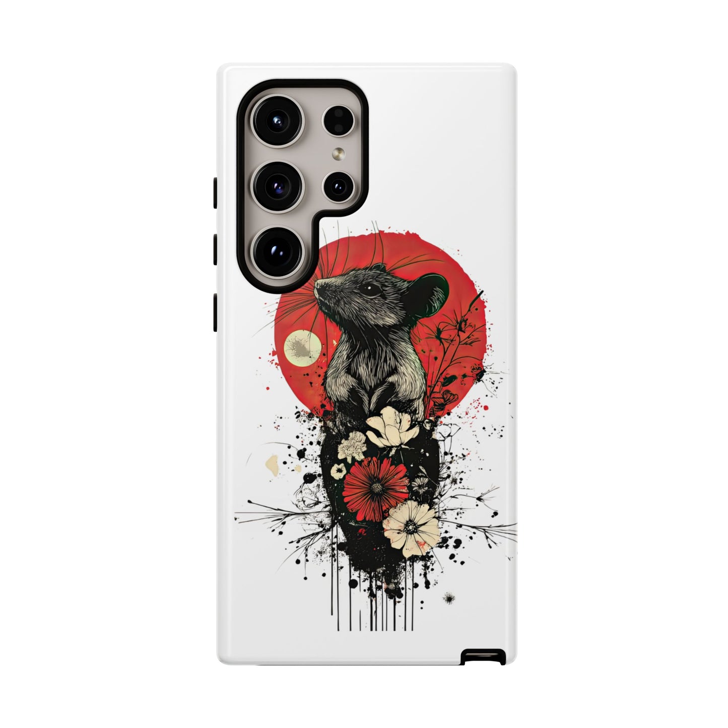 Protective Phone Case – Mouse & Floral Design