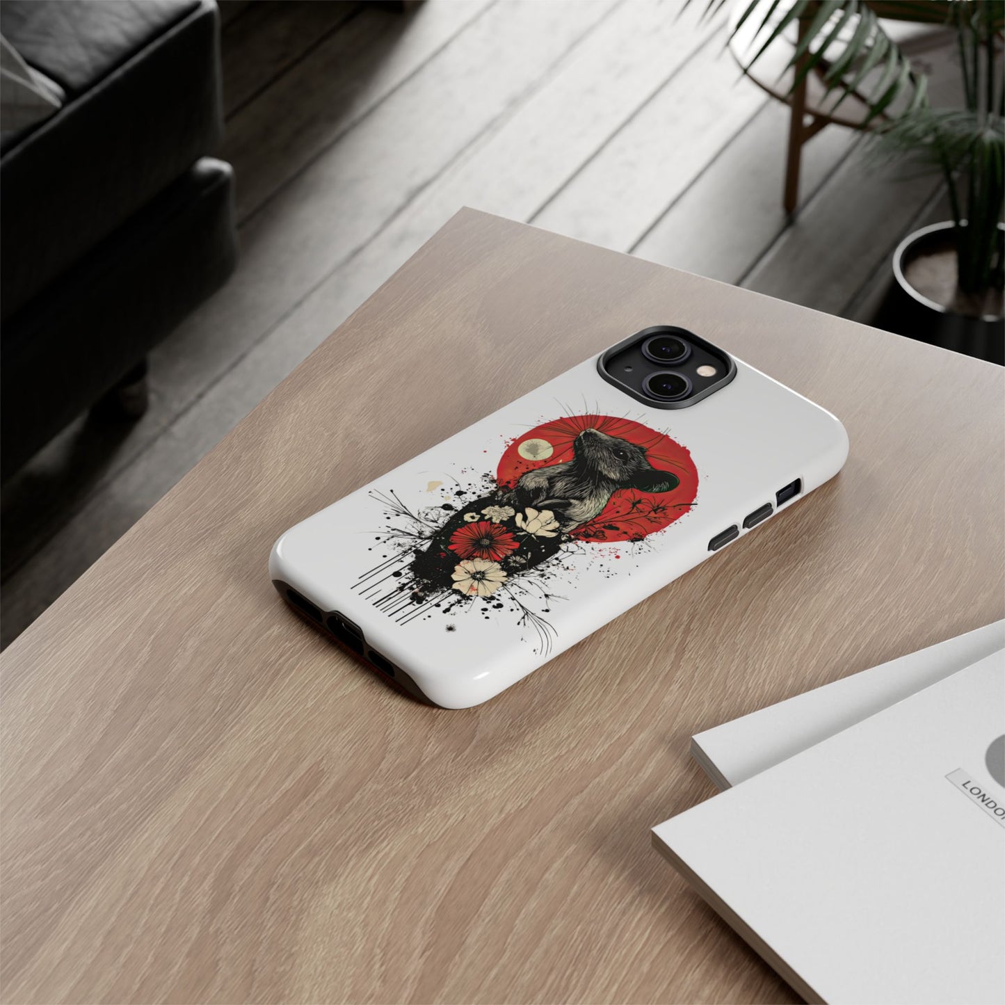 Protective Phone Case – Mouse & Floral Design
