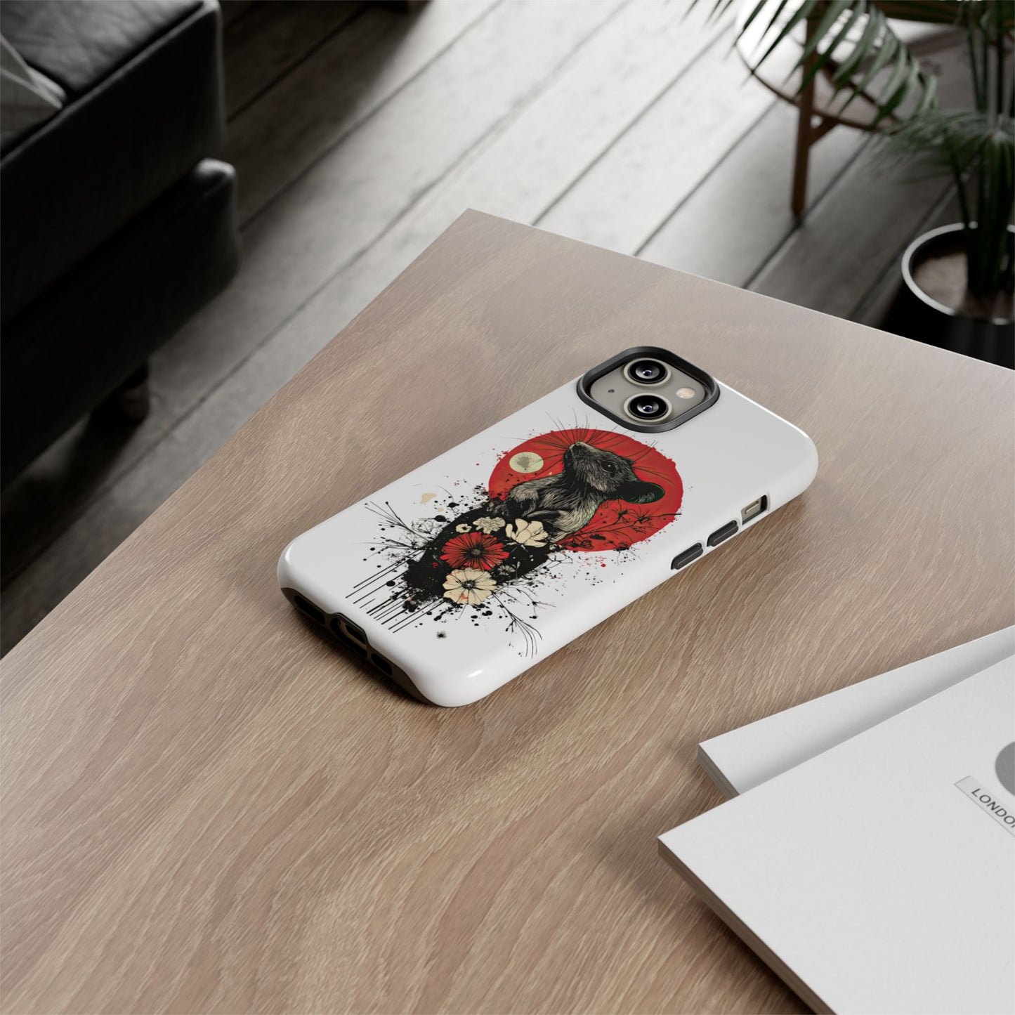 Protective Phone Case – Mouse & Floral Design