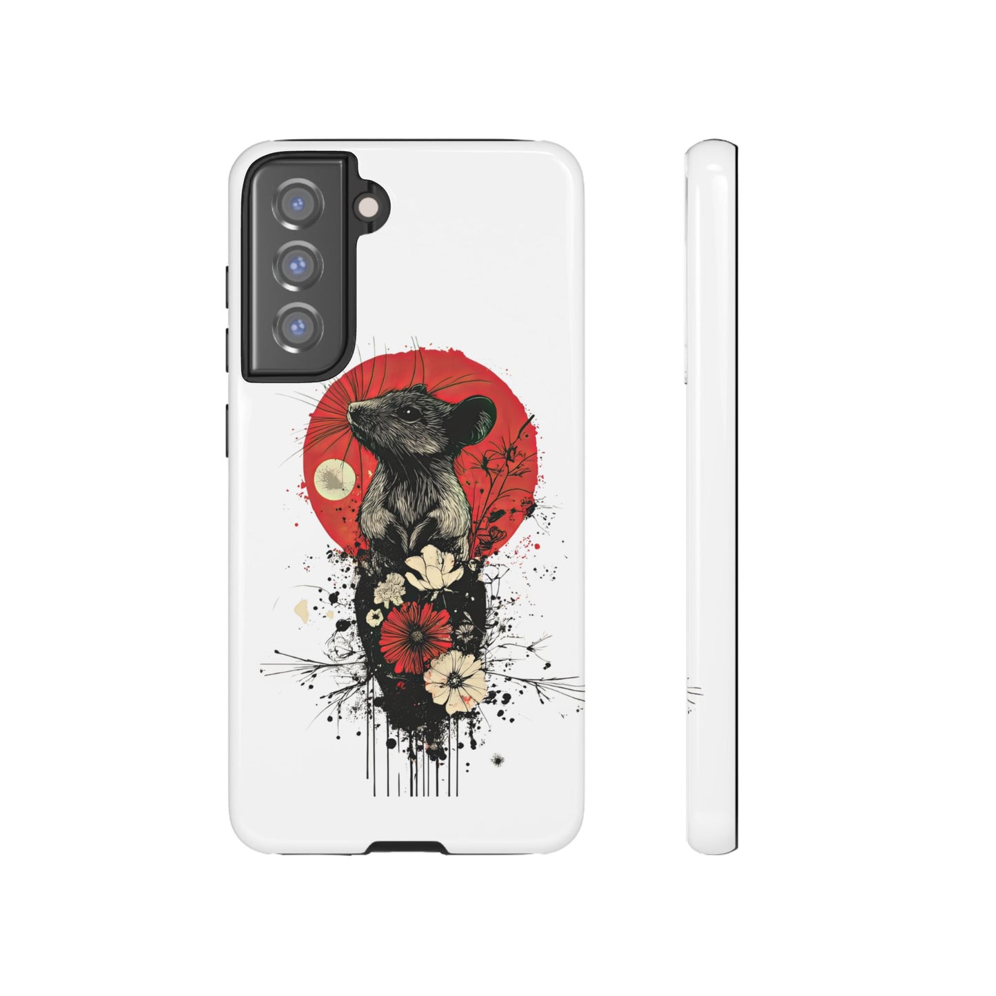 Protective Phone Case – Mouse & Floral Design