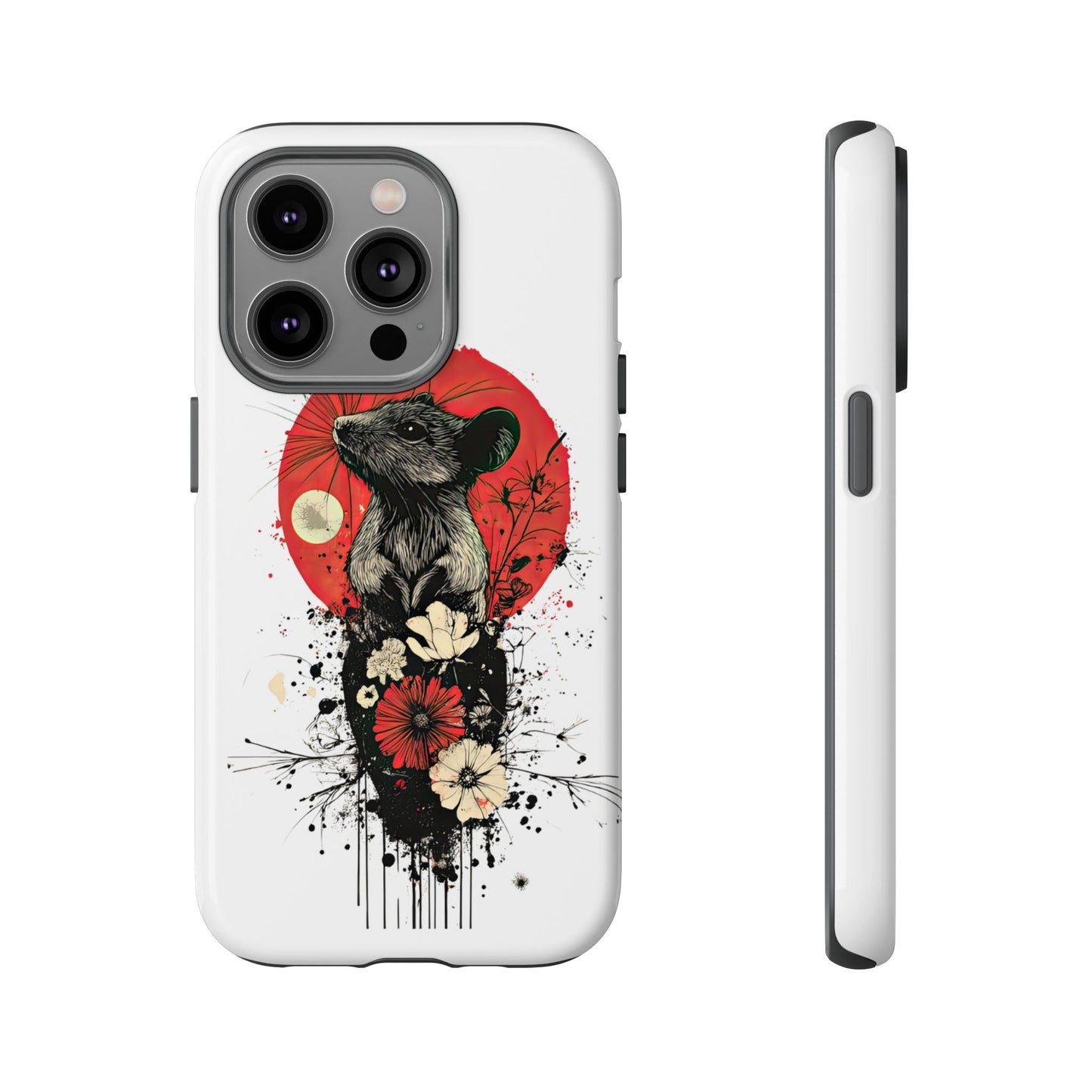 Protective Phone Case – Mouse & Floral Design