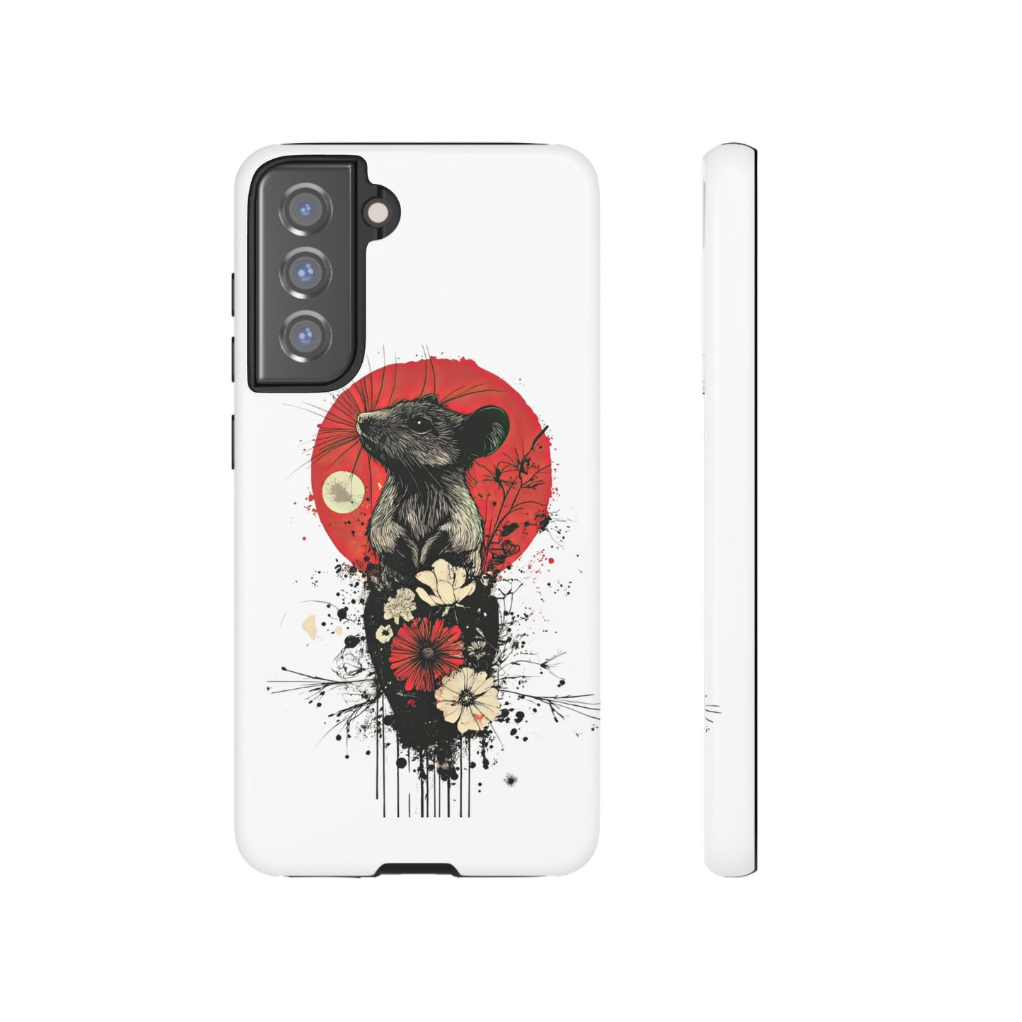 Protective Phone Case – Mouse & Floral Design
