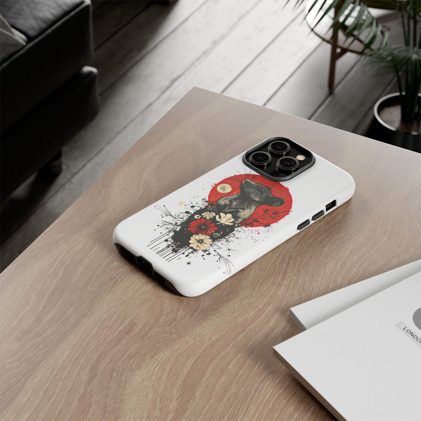 Protective Phone Case – Mouse & Floral Design