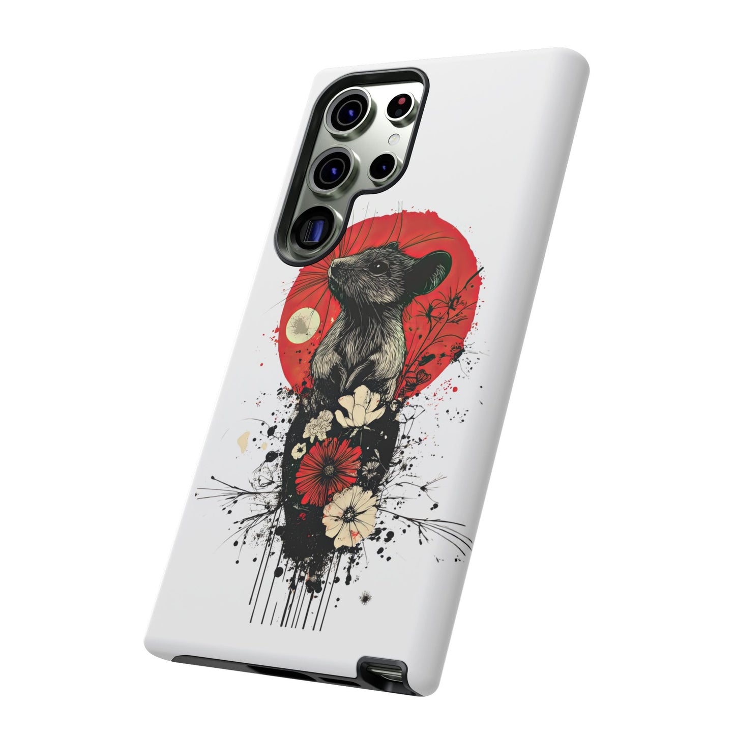 Protective Phone Case – Mouse & Floral Design