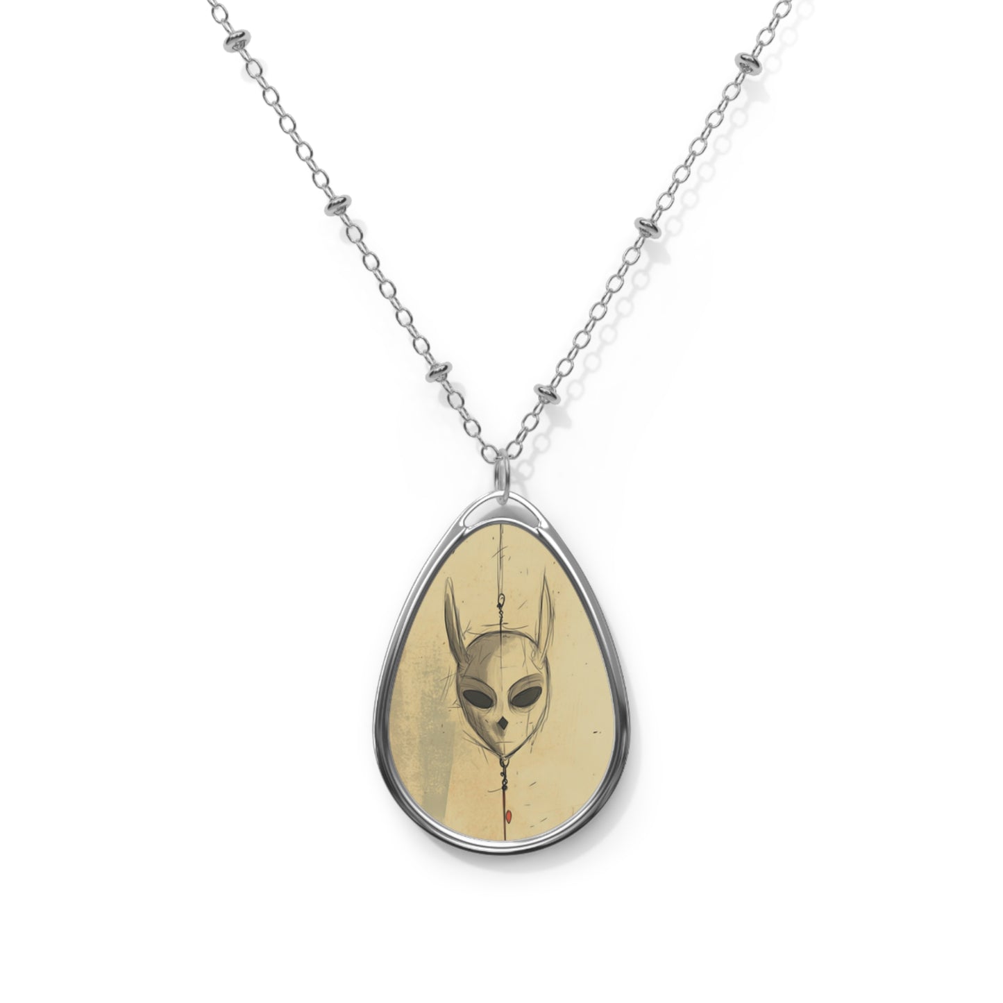 Necklace Pendant - Fox Character Mask Minimal Design