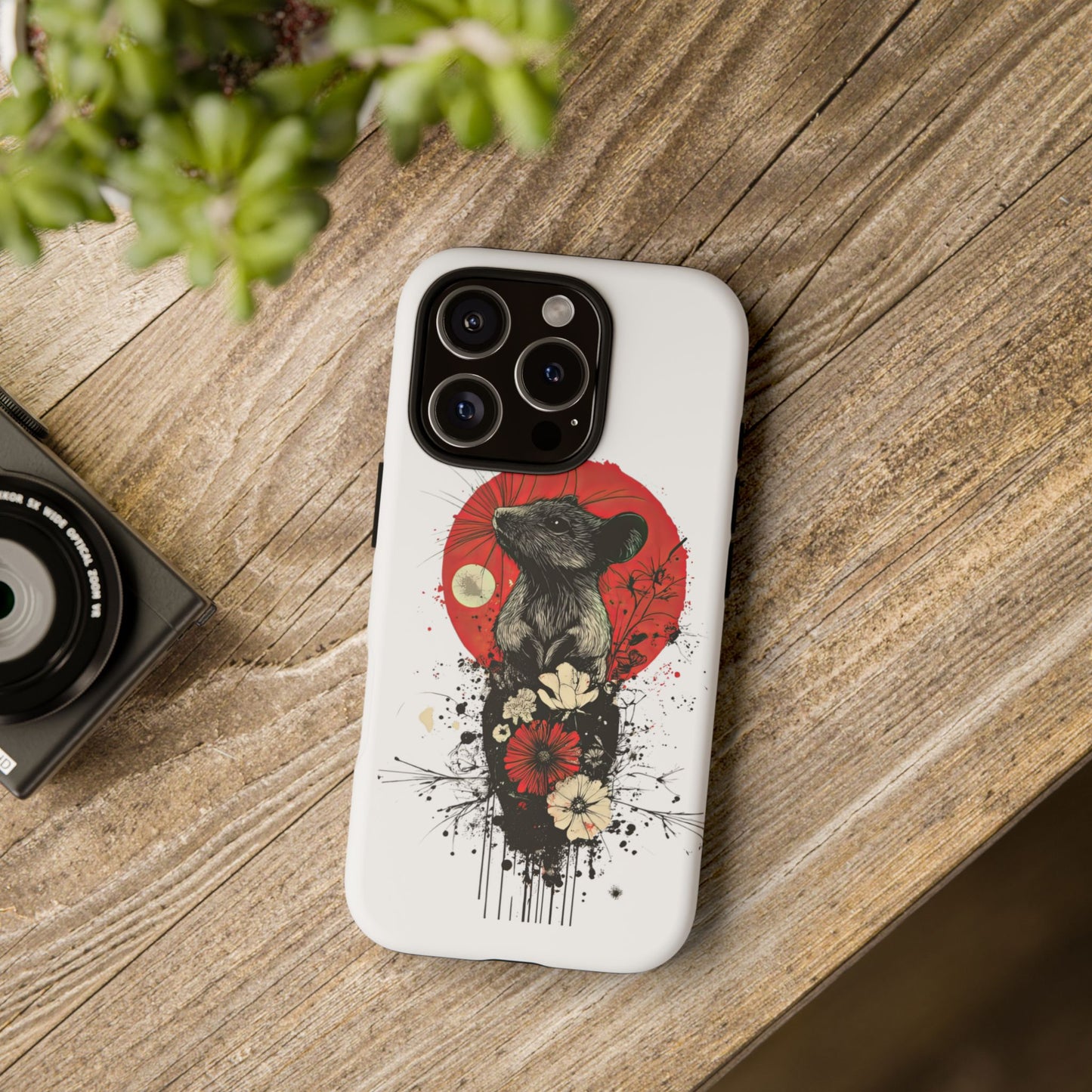 Protective Phone Case – Mouse & Floral Design