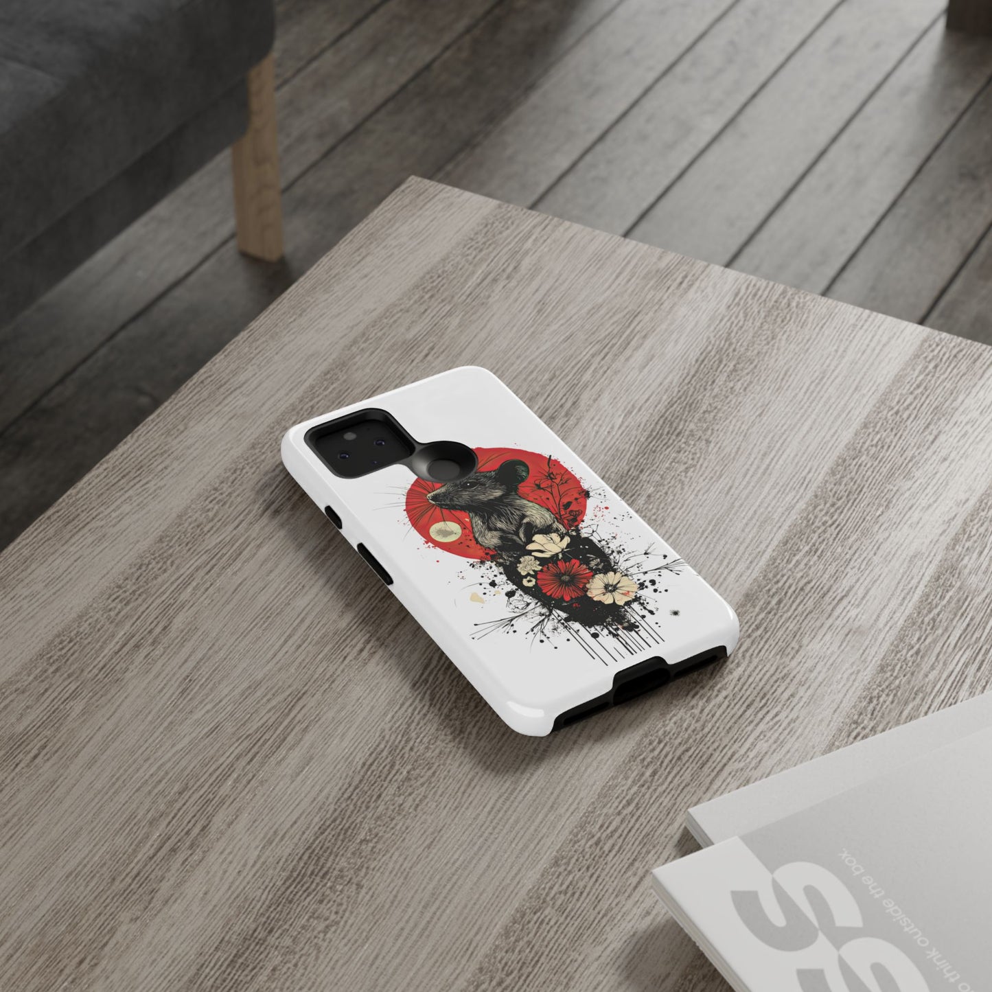 Protective Phone Case – Mouse & Floral Design