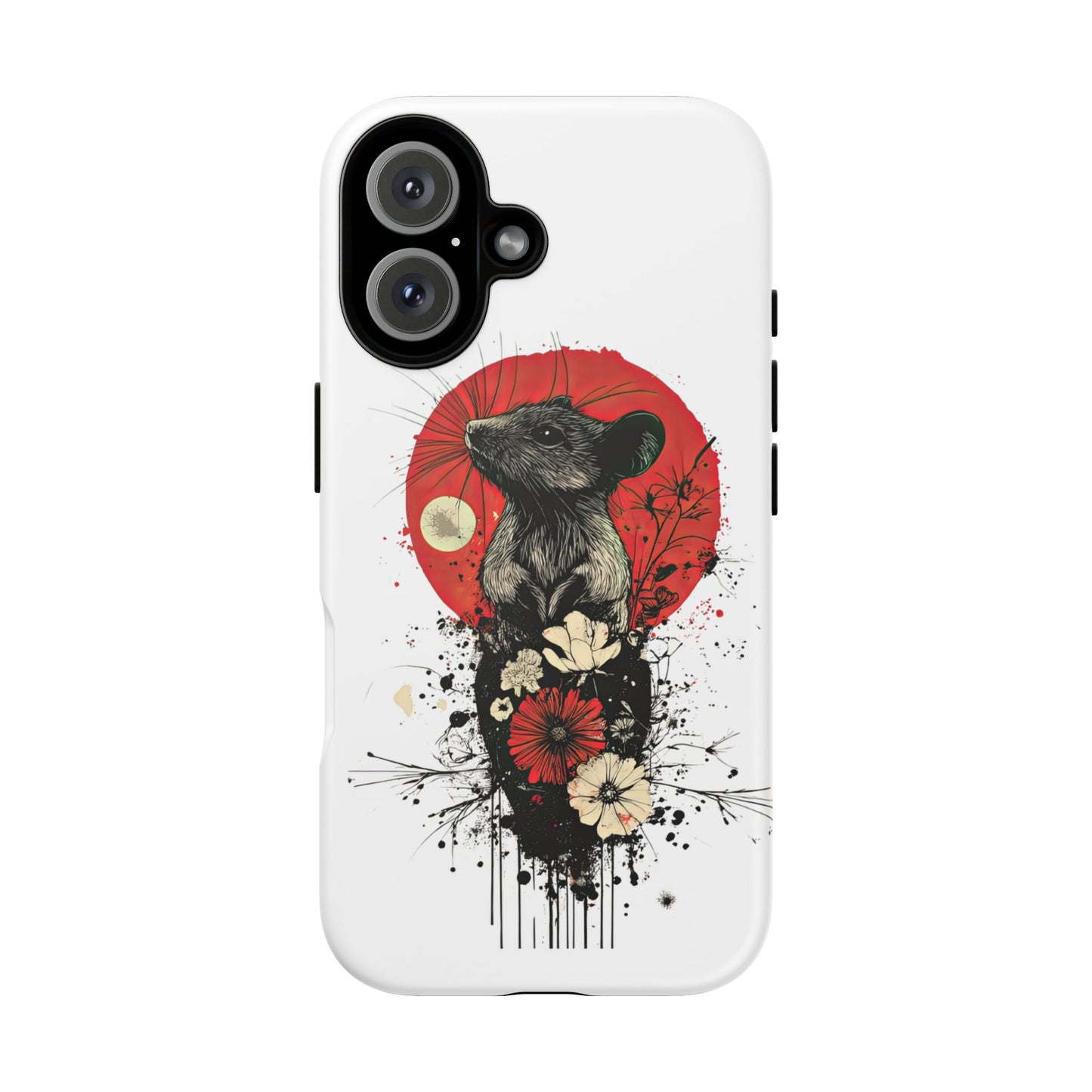Protective Phone Case – Mouse & Floral Design
