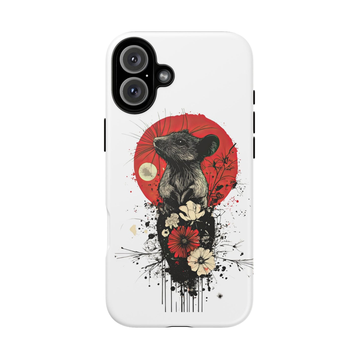 Protective Phone Case – Mouse & Floral Design