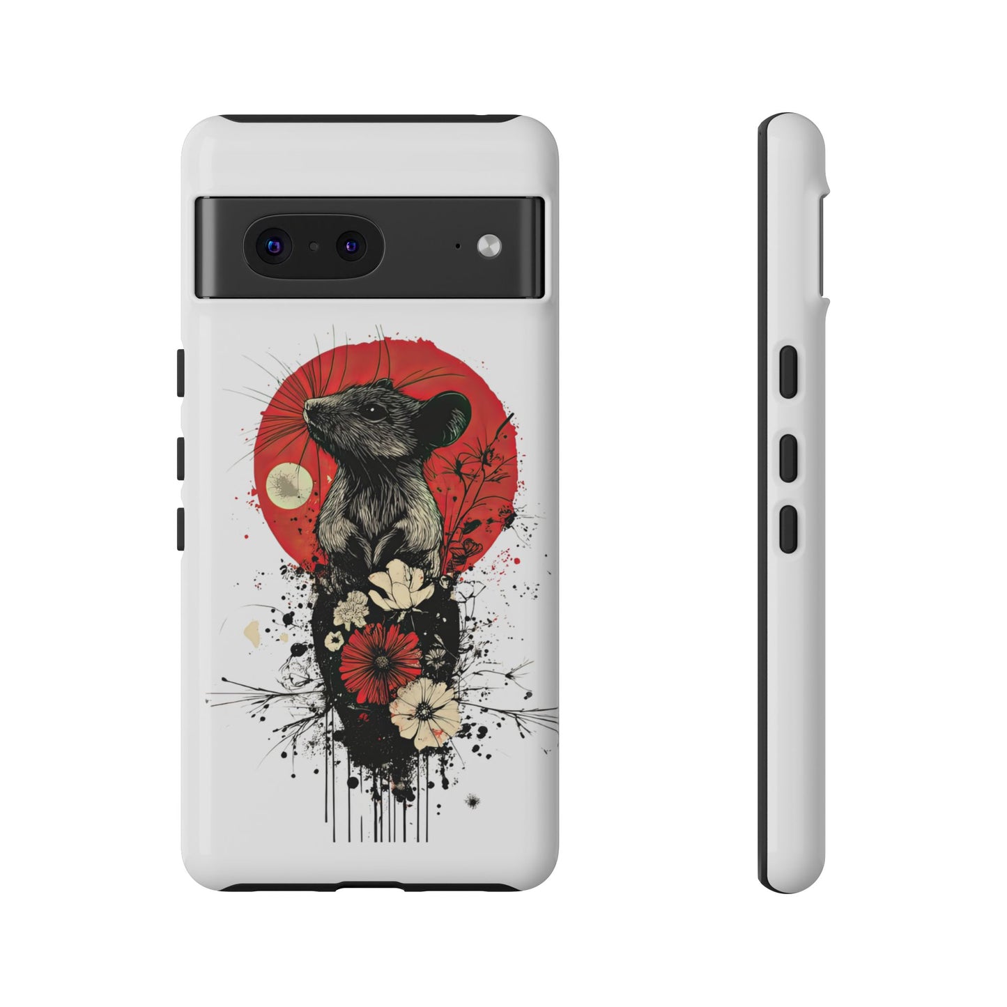 Protective Phone Case – Mouse & Floral Design