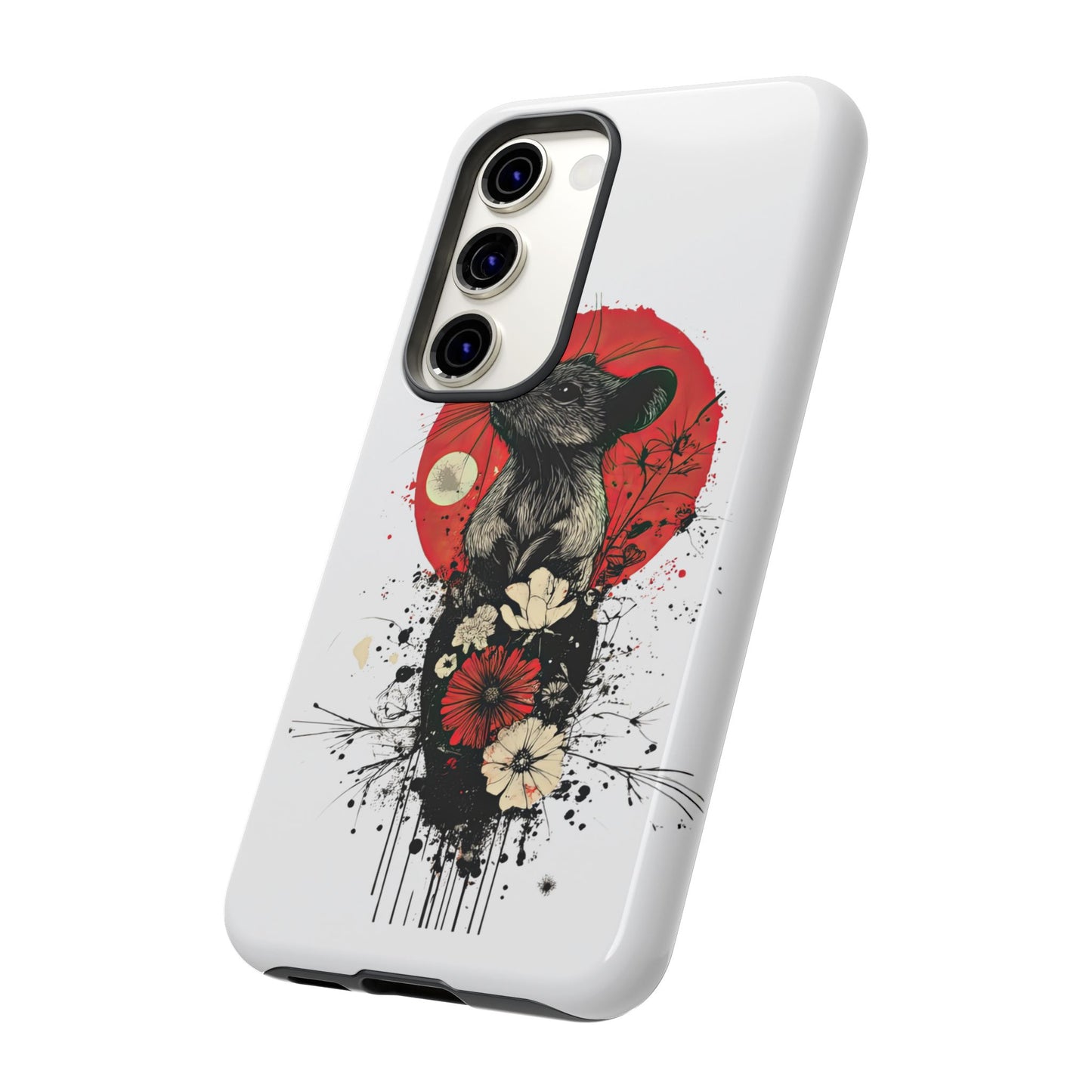 Protective Phone Case – Mouse & Floral Design