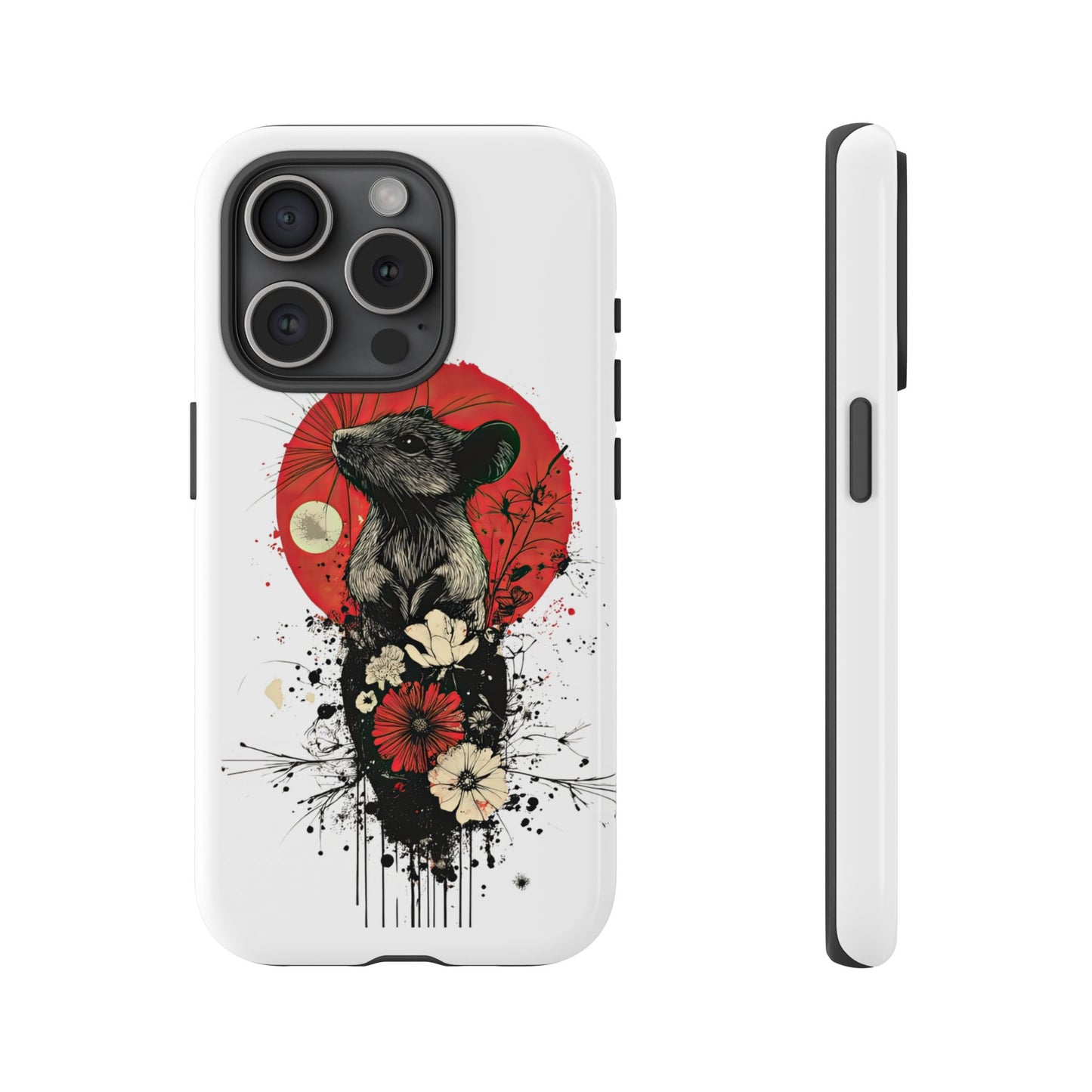 Protective Phone Case – Mouse & Floral Design