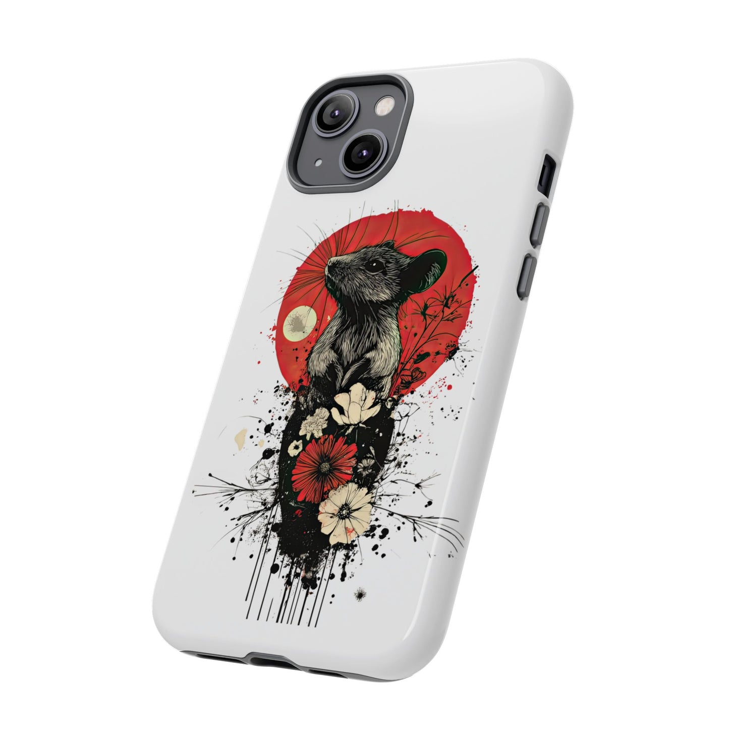 Protective Phone Case – Mouse & Floral Design