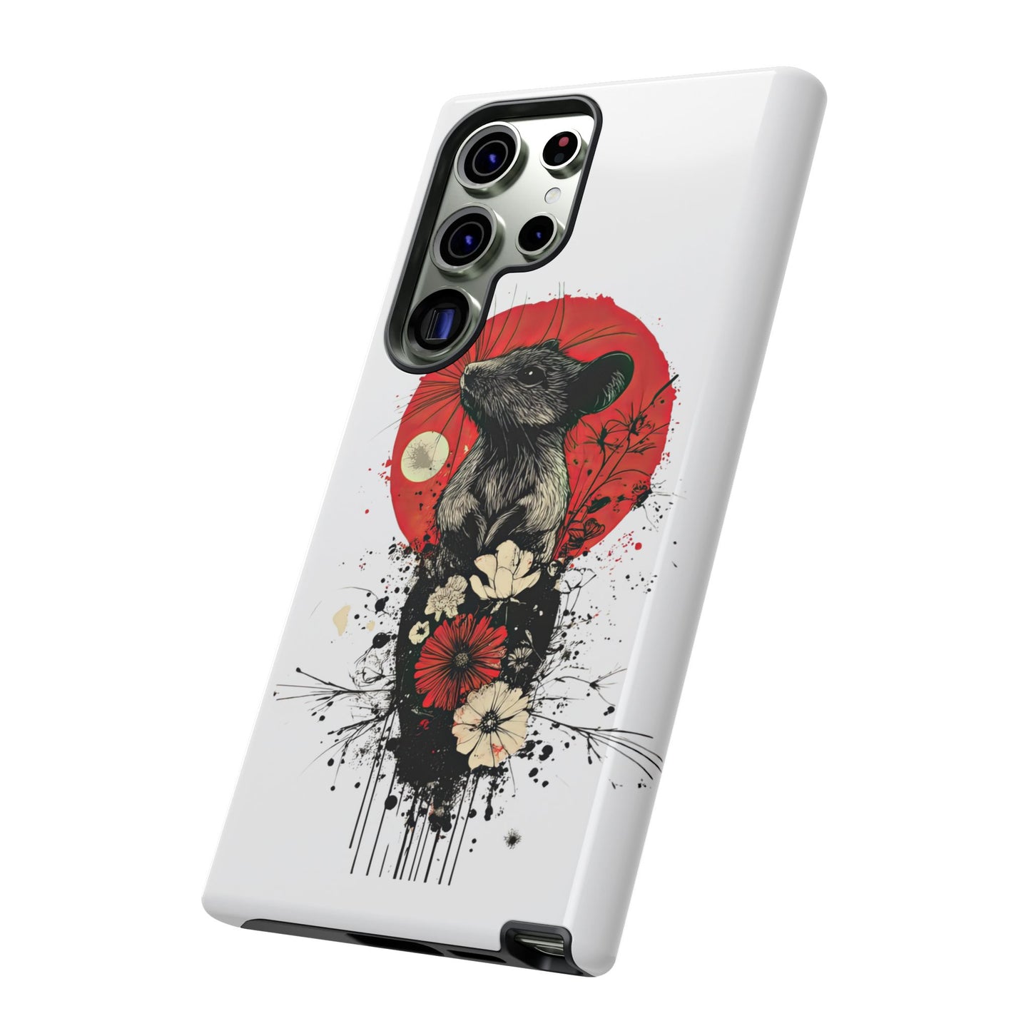 Protective Phone Case – Mouse & Floral Design