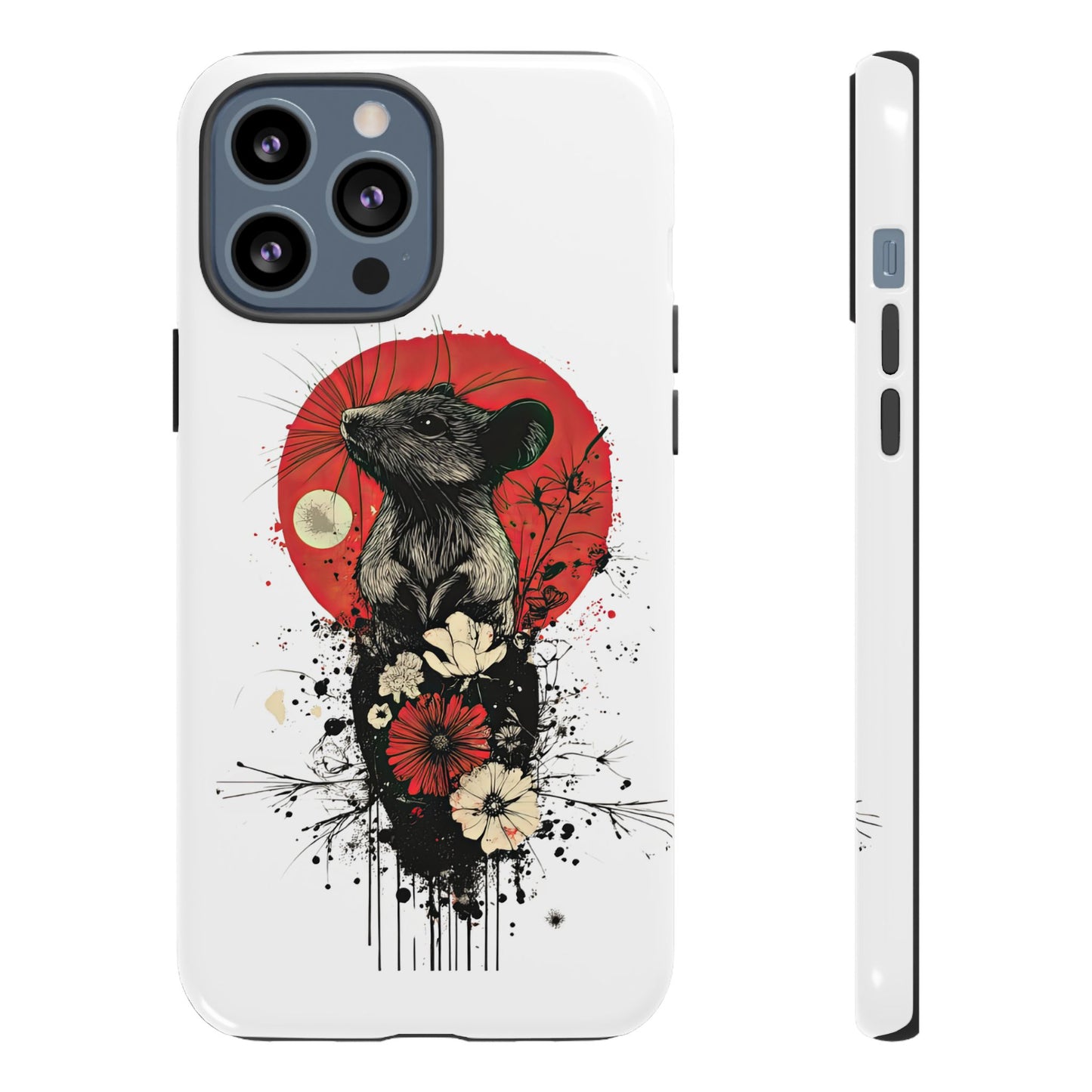Protective Phone Case – Mouse & Floral Design