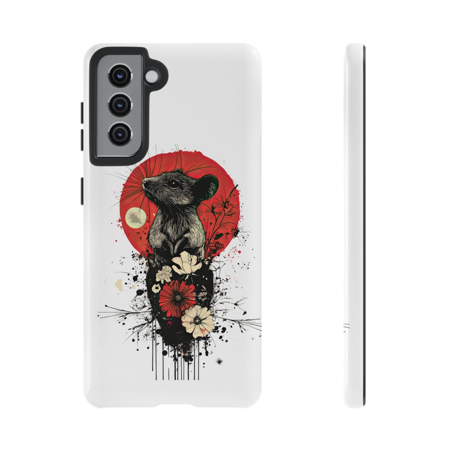 Protective Phone Case – Mouse & Floral Design