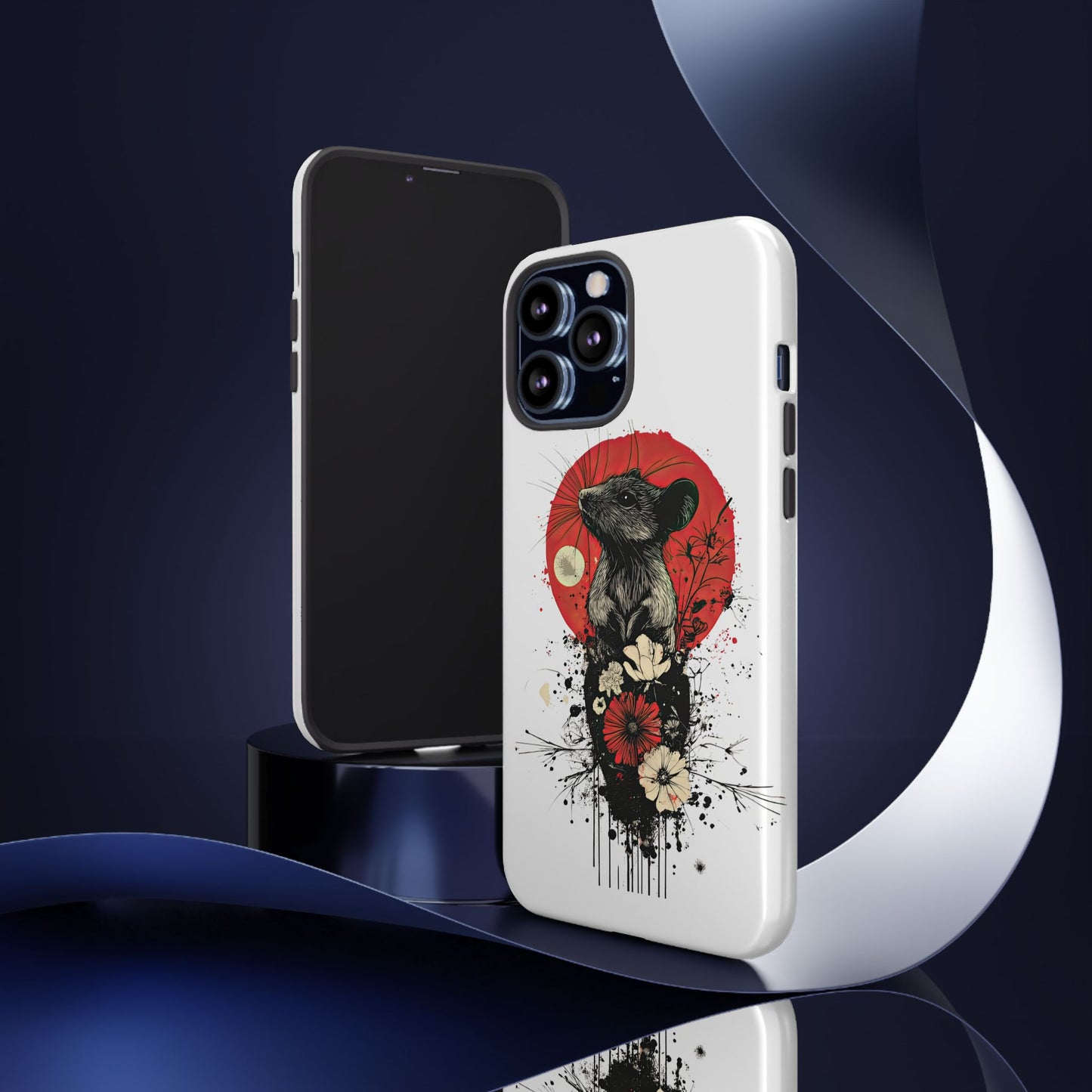 Protective Phone Case – Mouse & Floral Design