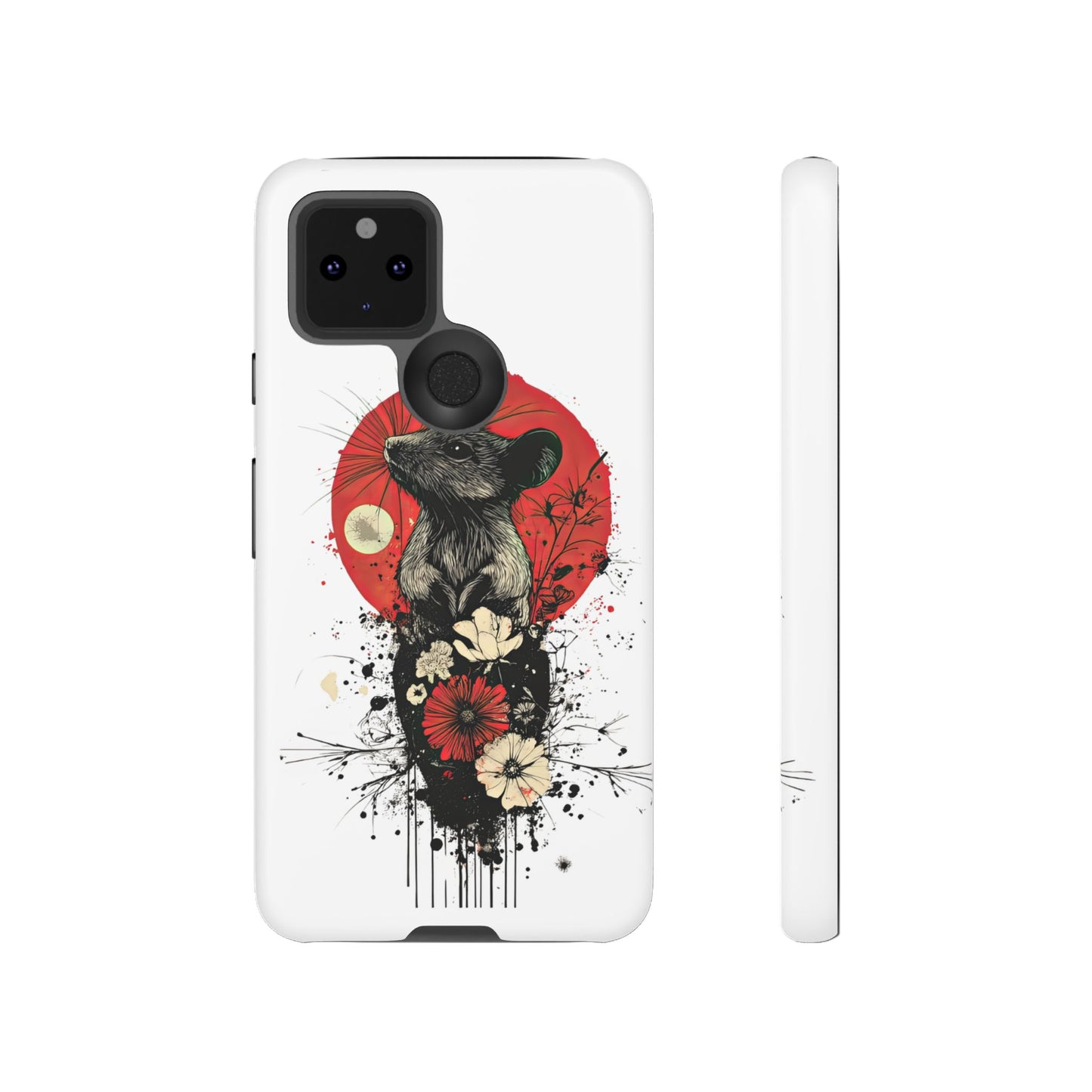 Protective Phone Case – Mouse & Floral Design