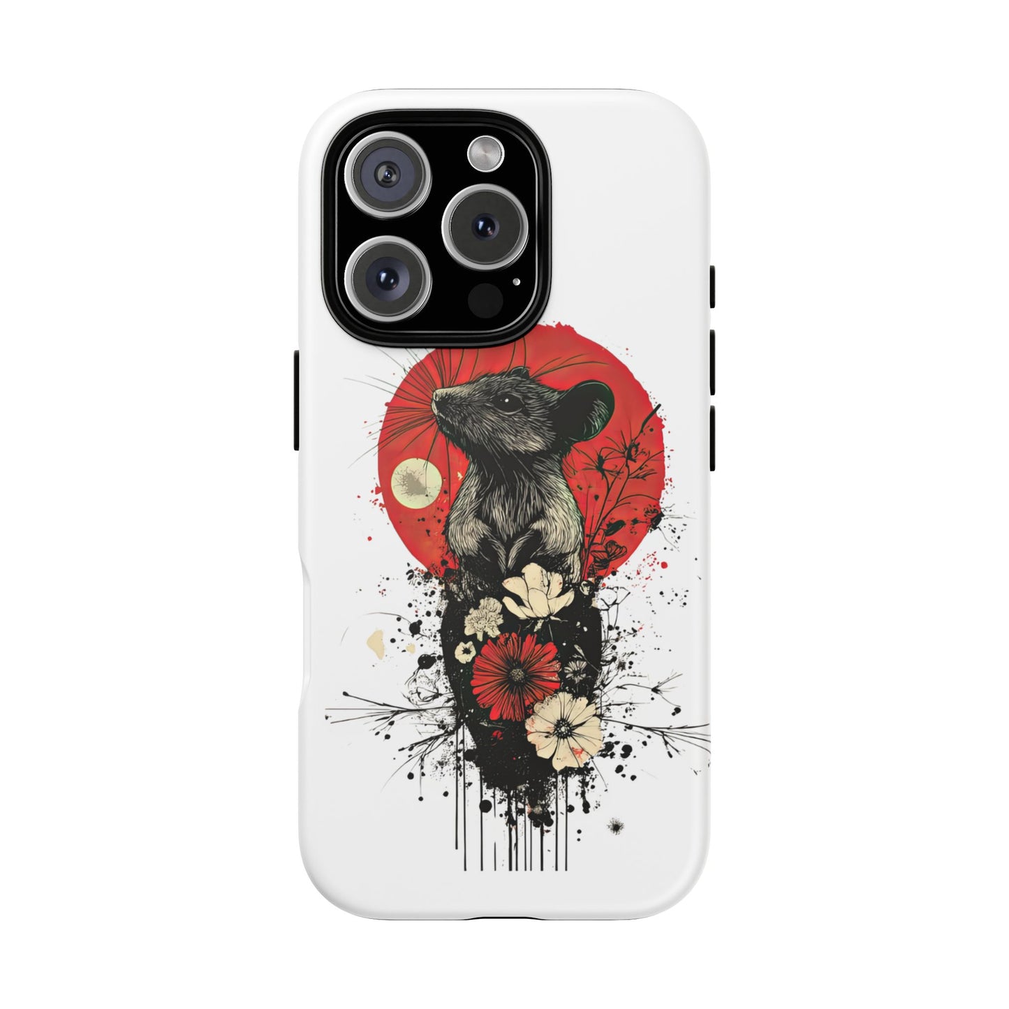 Protective Phone Case – Mouse & Floral Design