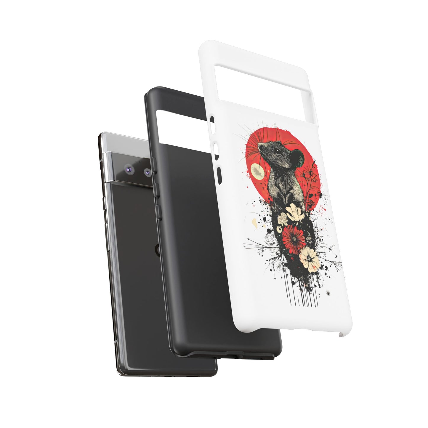 Protective Phone Case – Mouse & Floral Design