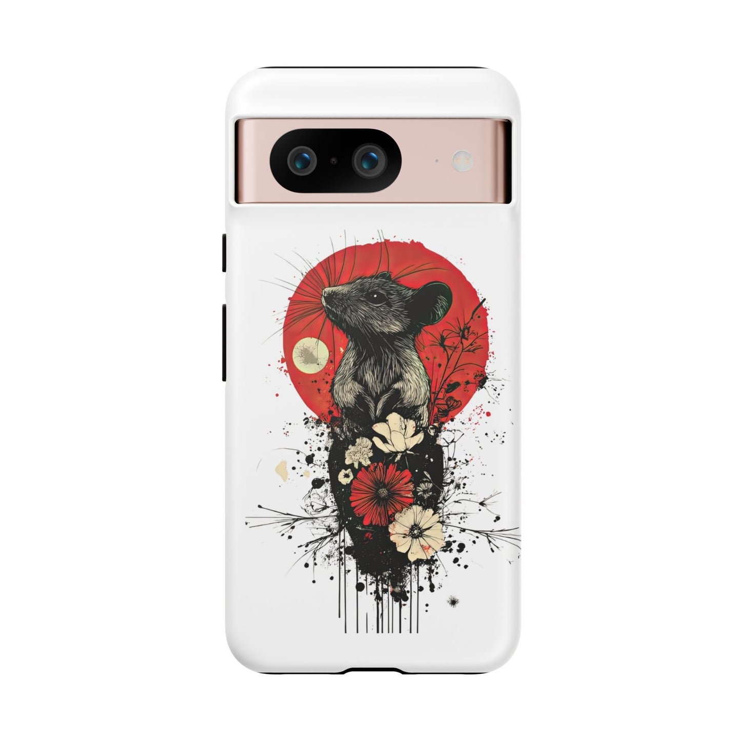 Protective Phone Case – Mouse & Floral Design