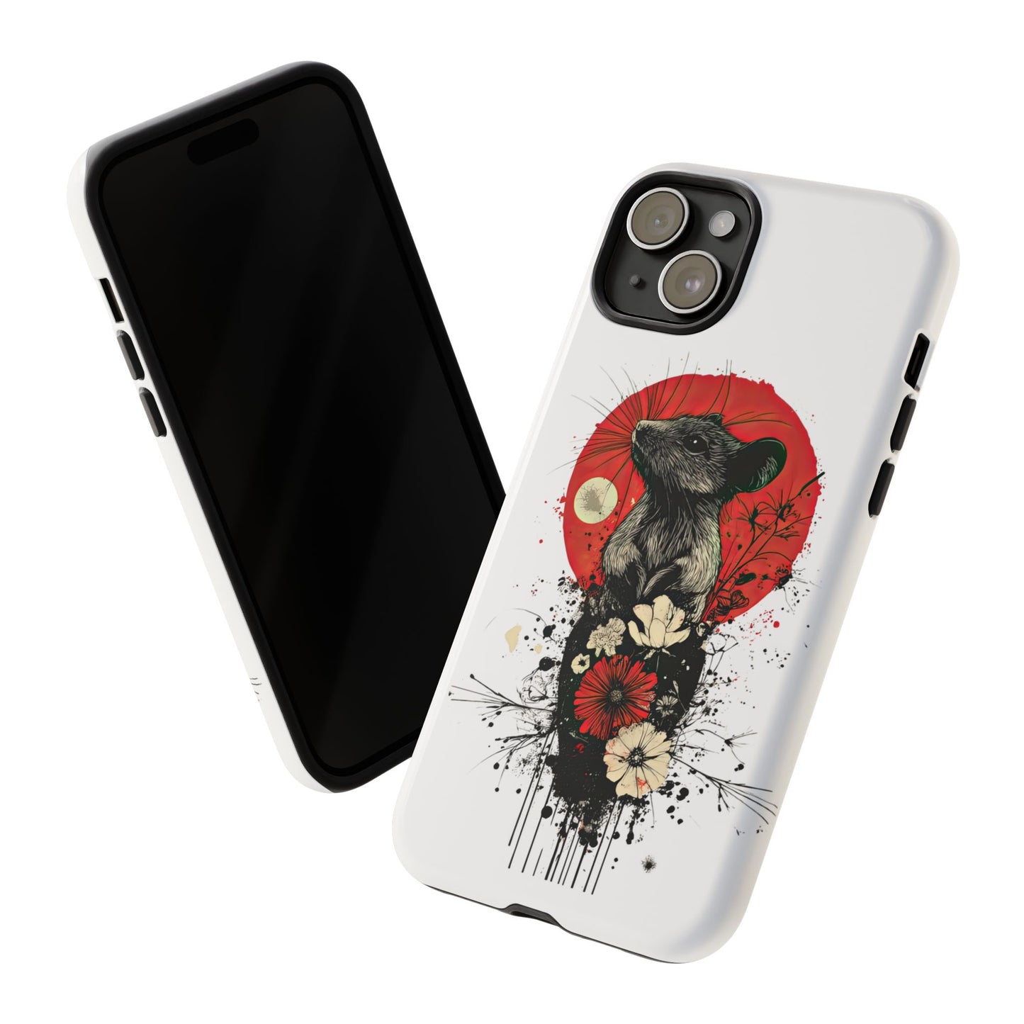 Protective Phone Case – Mouse & Floral Design