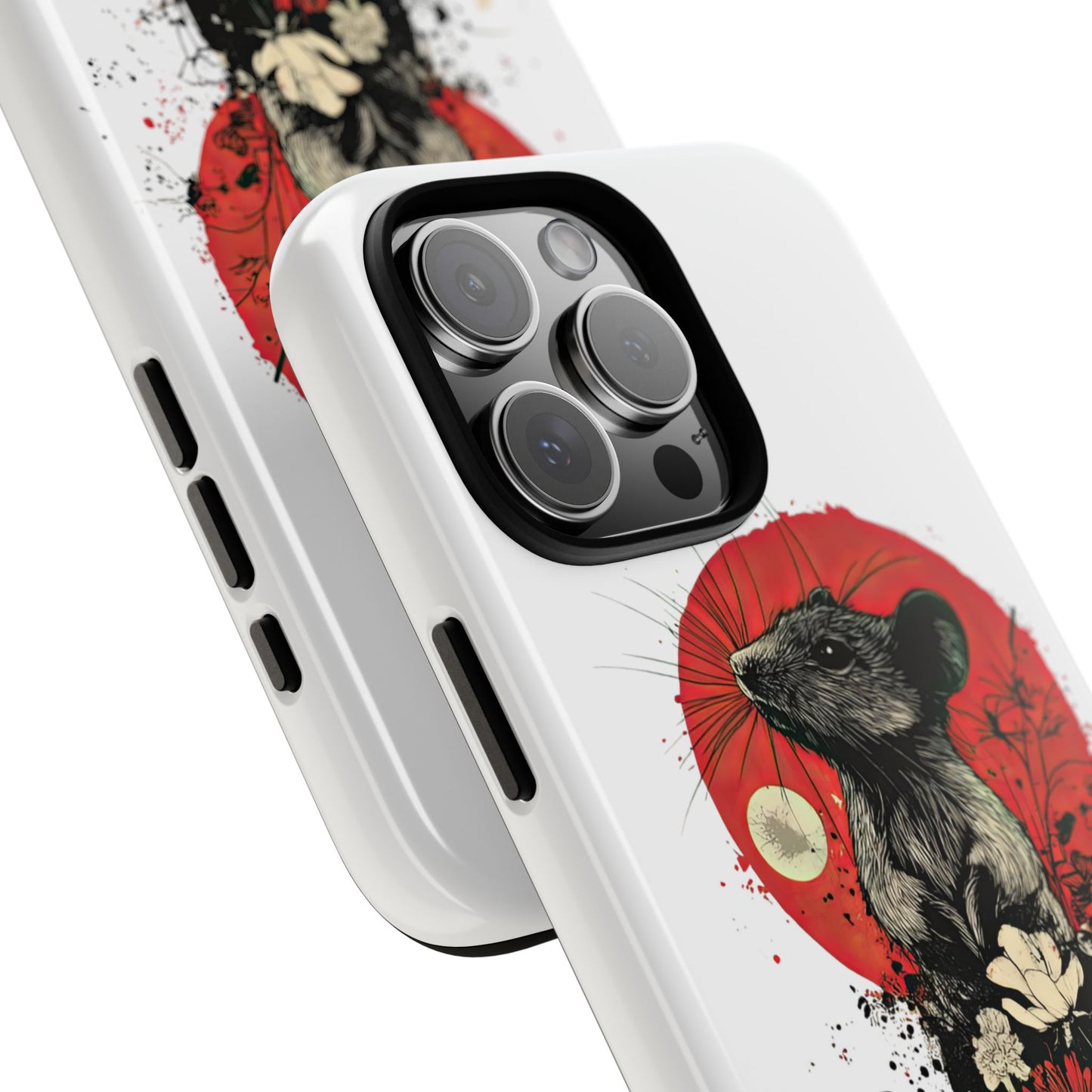 Protective Phone Case – Mouse & Floral Design