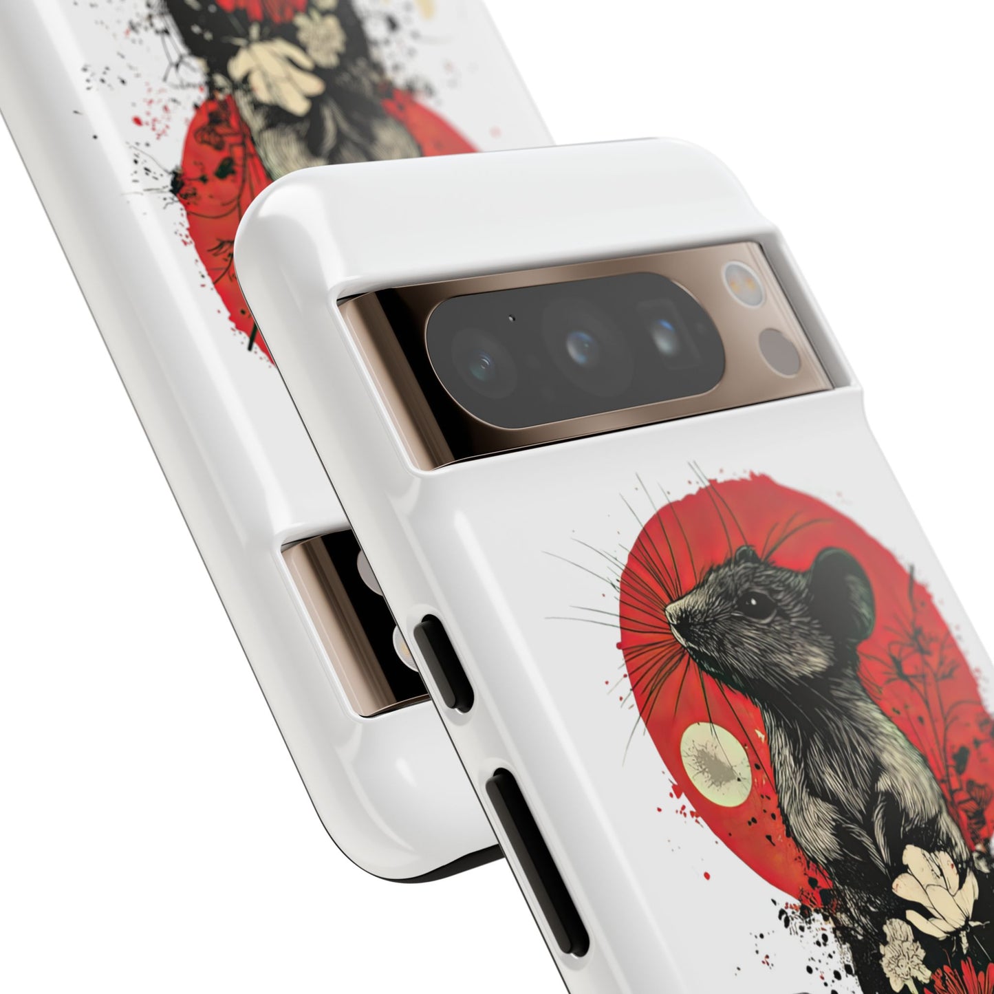 Protective Phone Case – Mouse & Floral Design