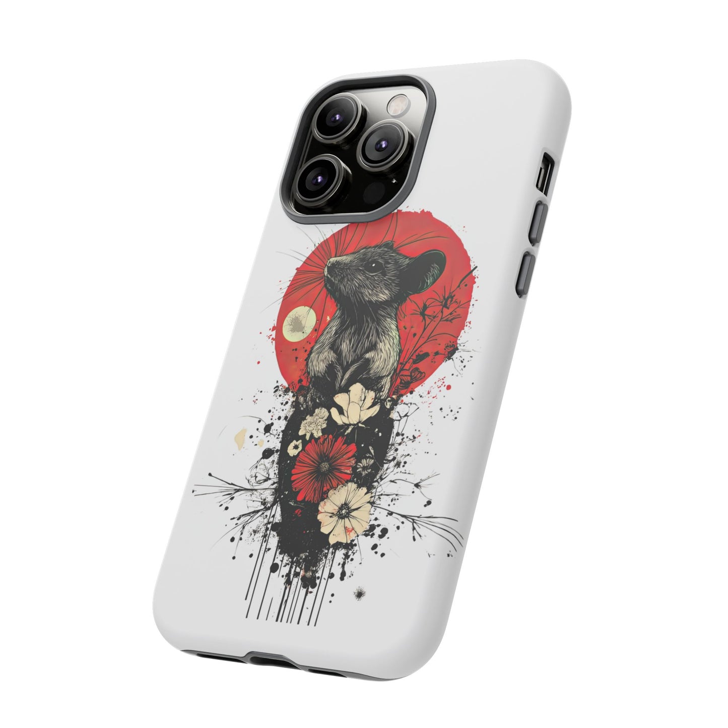 Protective Phone Case – Mouse & Floral Design